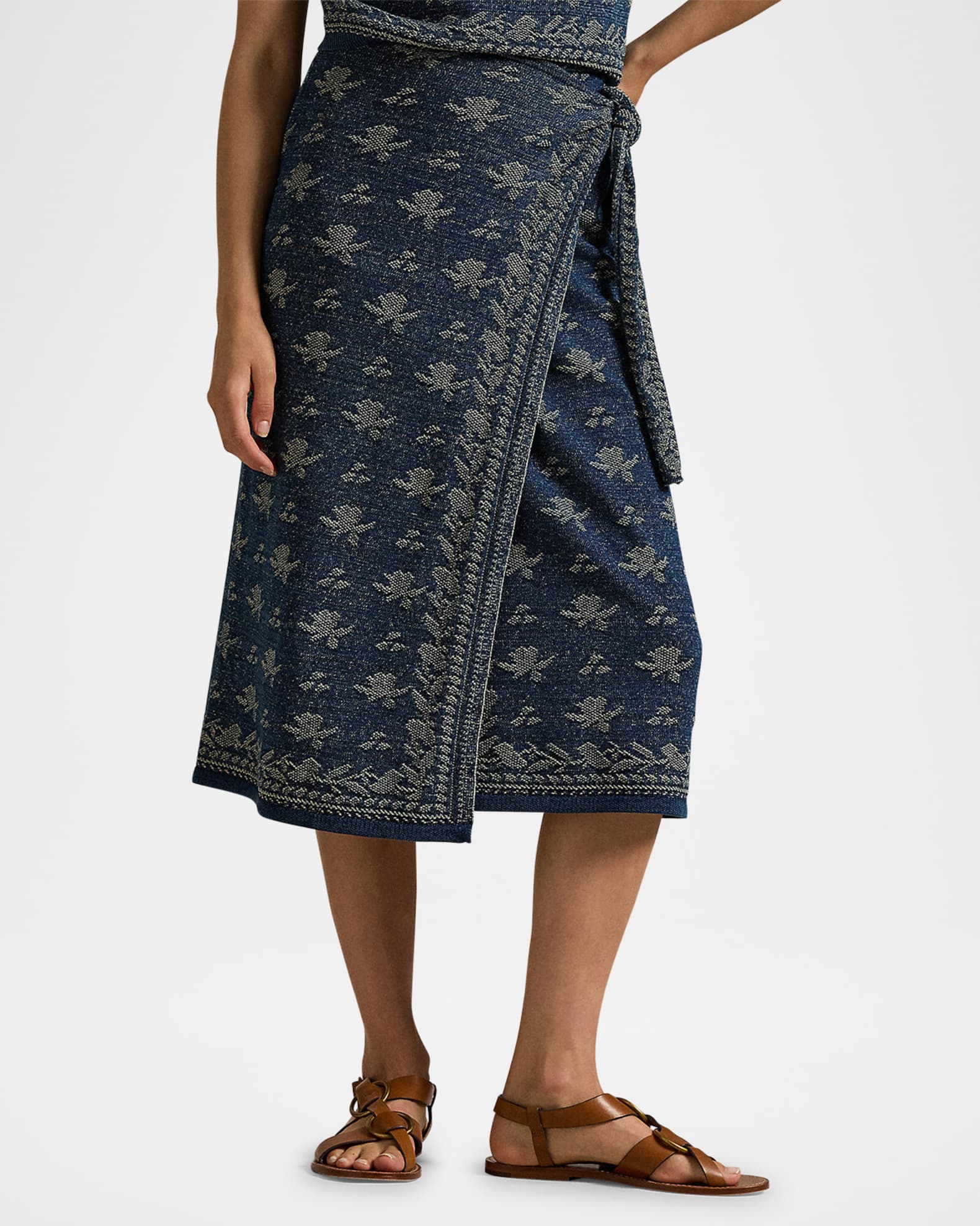 Polo Ralph Lauren Floral Knit Cotton Wrap Skirt | Neiman Marcus