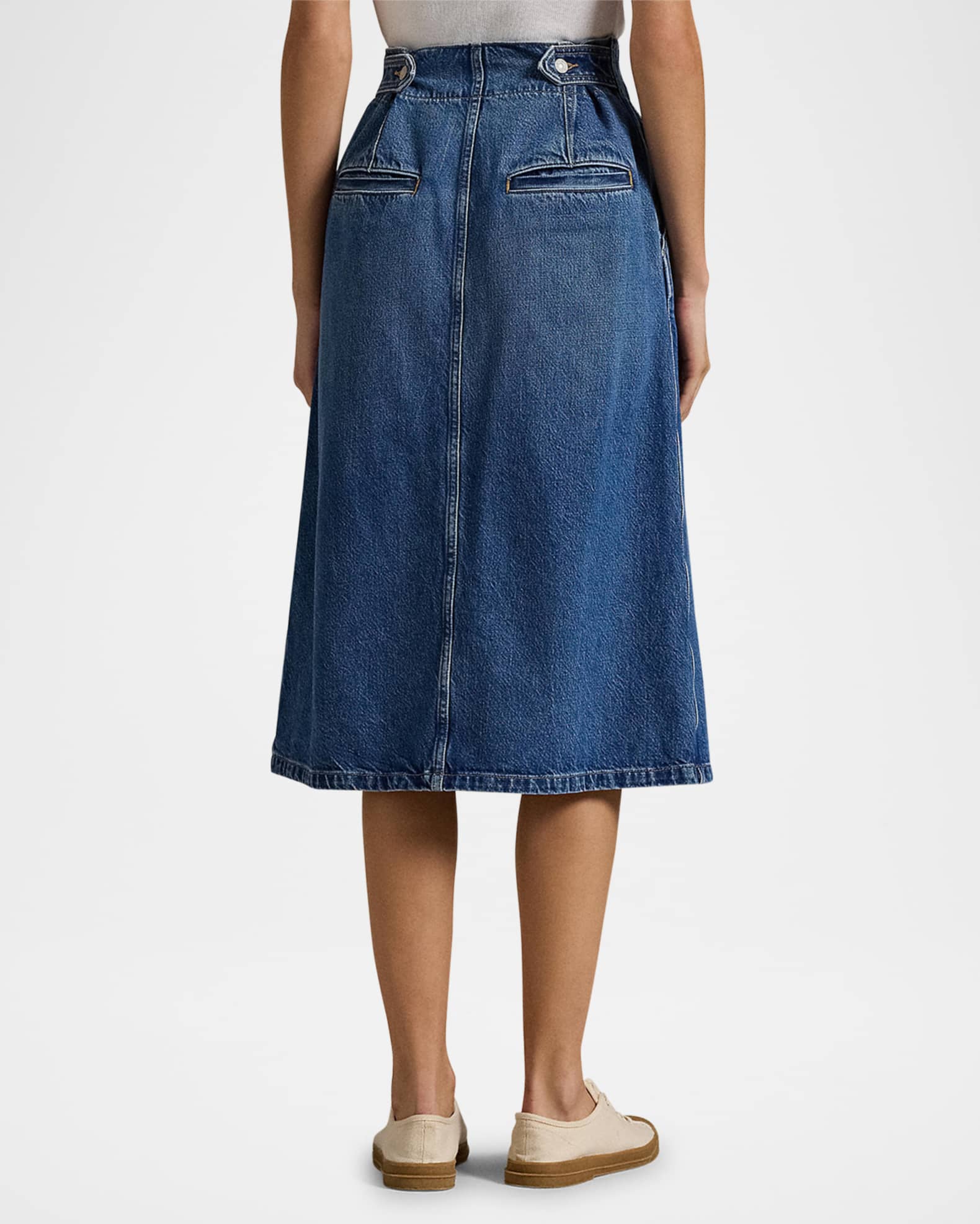 Denim A Line Midi Skirt