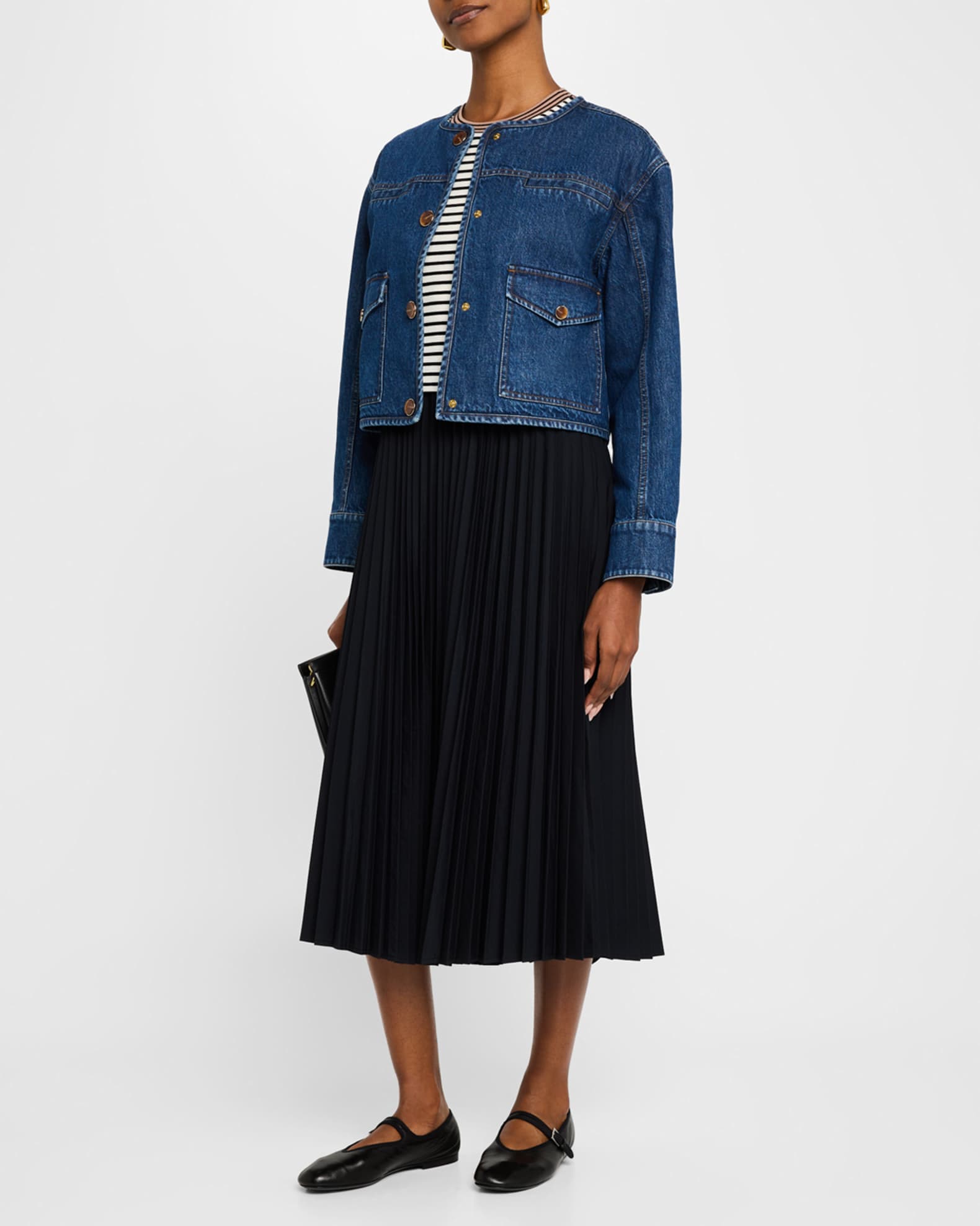 Tanya Taylor Kent Denim Button Down Jacket Neiman Marcus