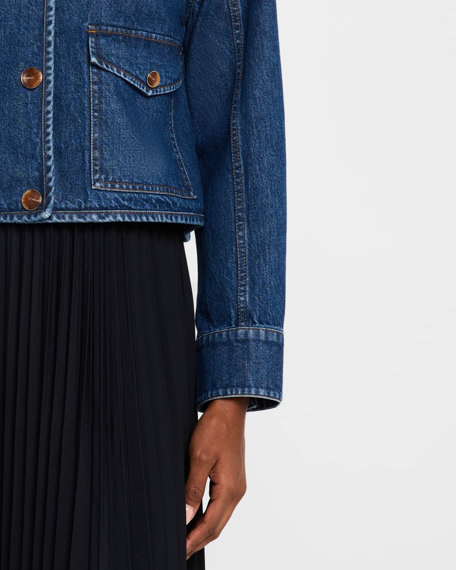 Tanya Taylor Kent Denim Button Down Jacket Neiman Marcus