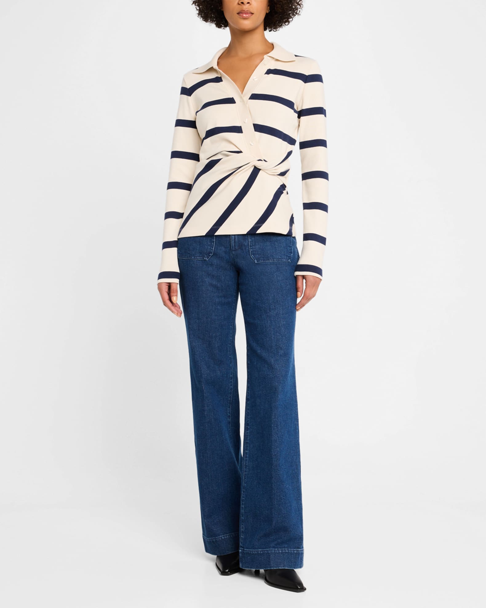 Ellicot Stripe Twist-Front Top 1