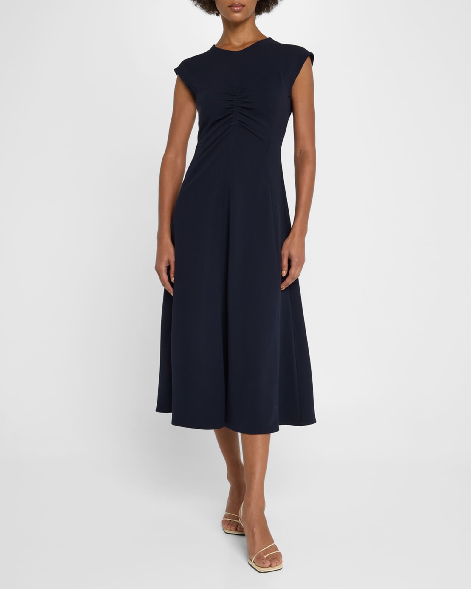 Sierra Ruched Short-Sleeve Midi Dress