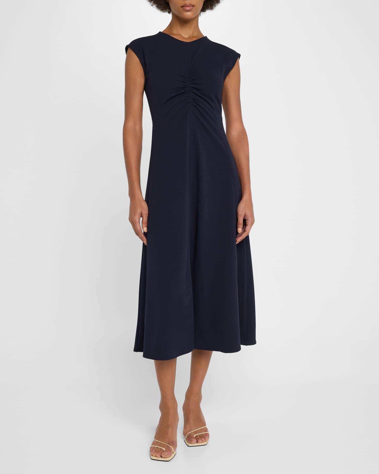 Sierra Ruched Short-Sleeve Midi Dress