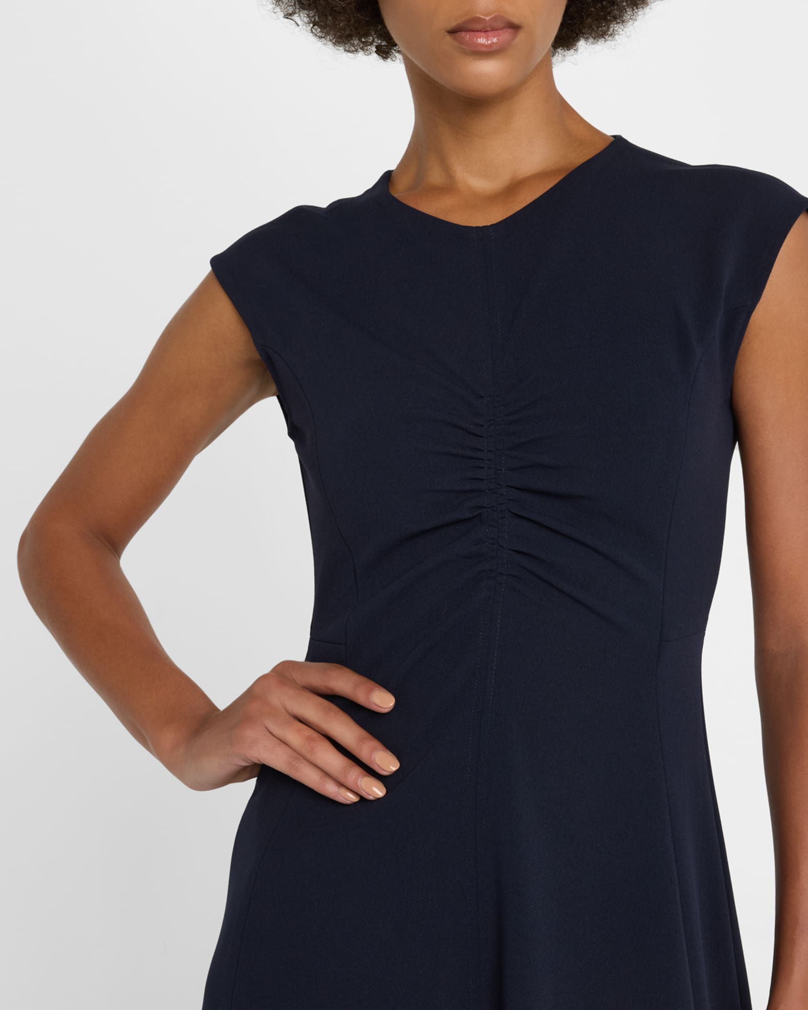 Sierra Ruched Short-Sleeve Midi Dress