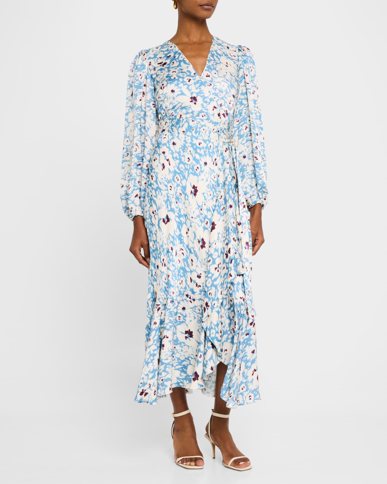 Tanya Taylor Blaire Printed Long Sleeve Wrap Dress Neiman Marcus