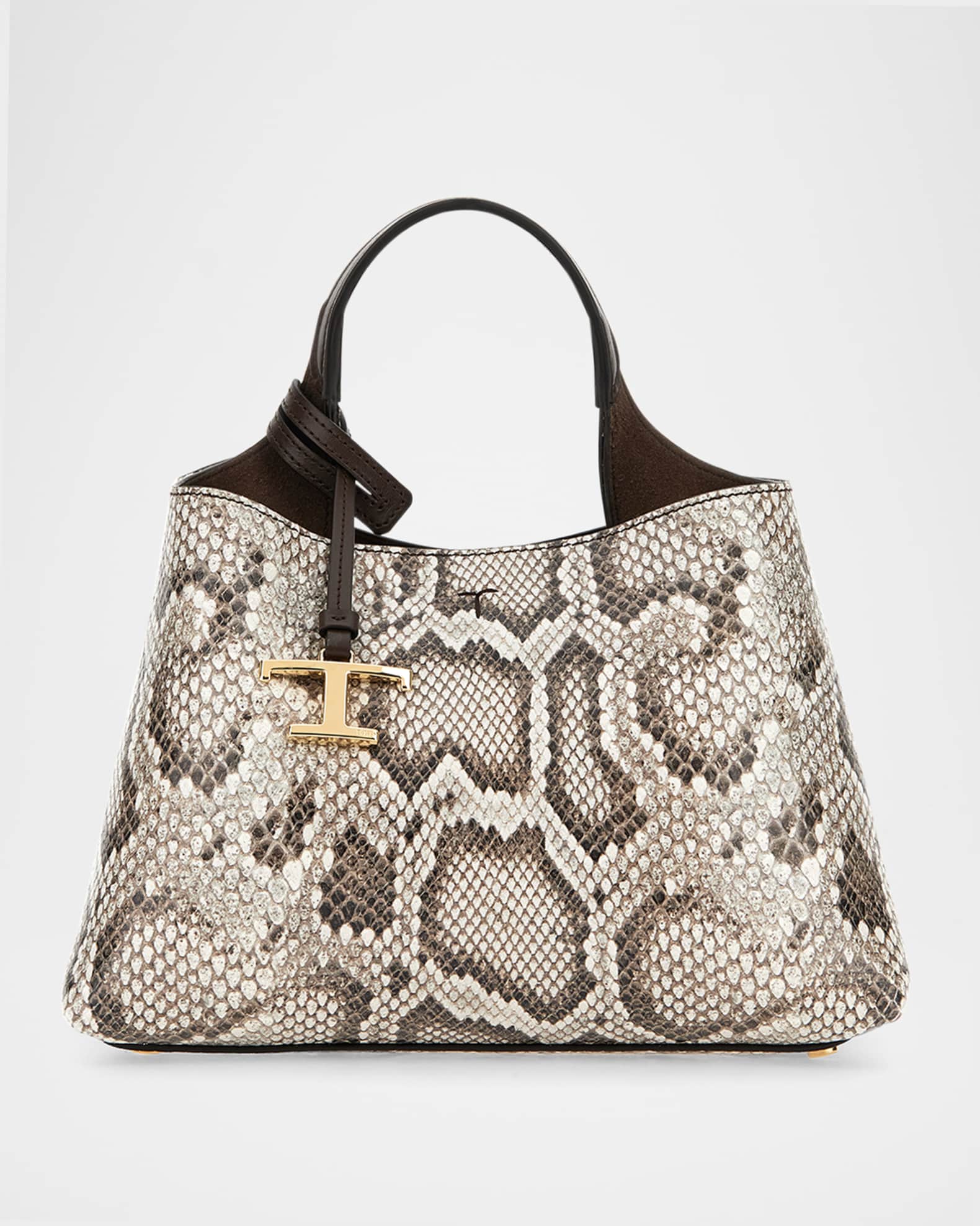 APA Snake-Embossed Leather Top-Handle Bag 0