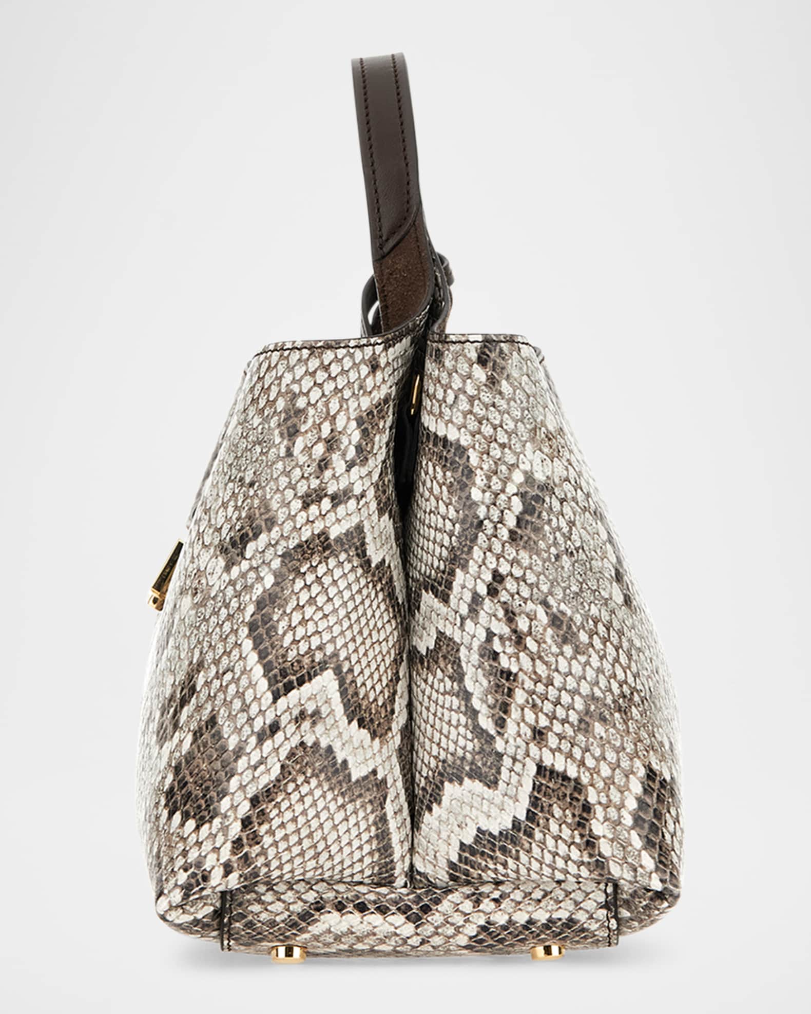 APA Snake-Embossed Leather Top-Handle Bag 1