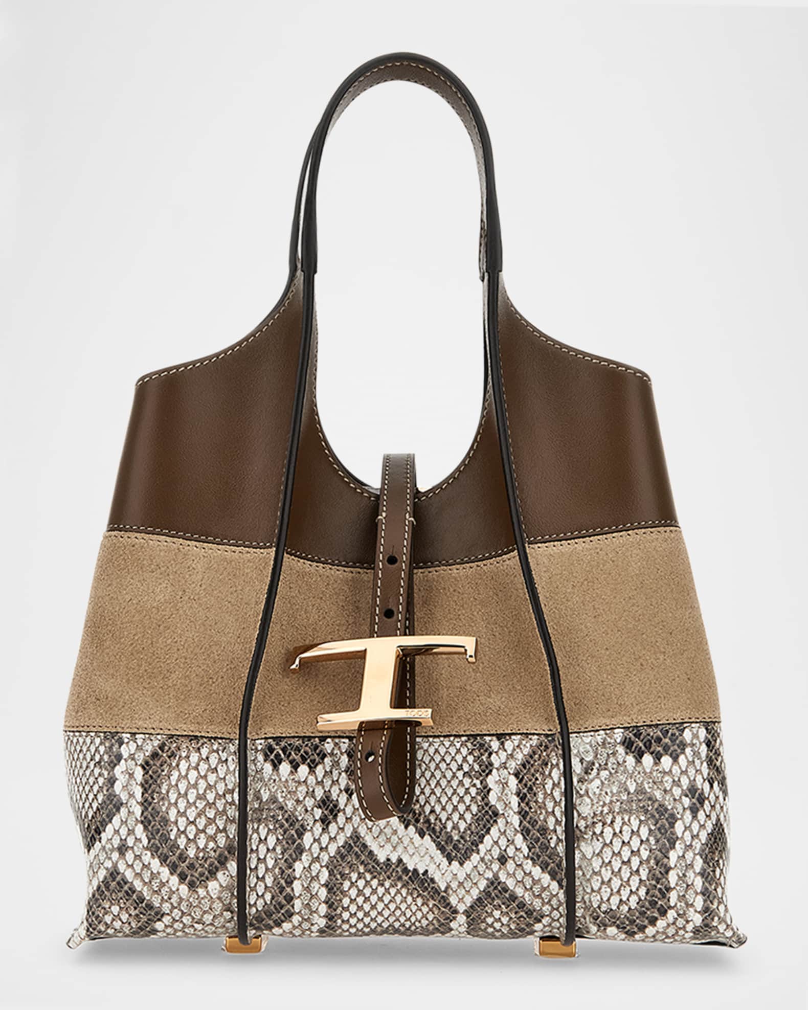 Mini Mix Suede & Leather Shopping Tote Bag 0
