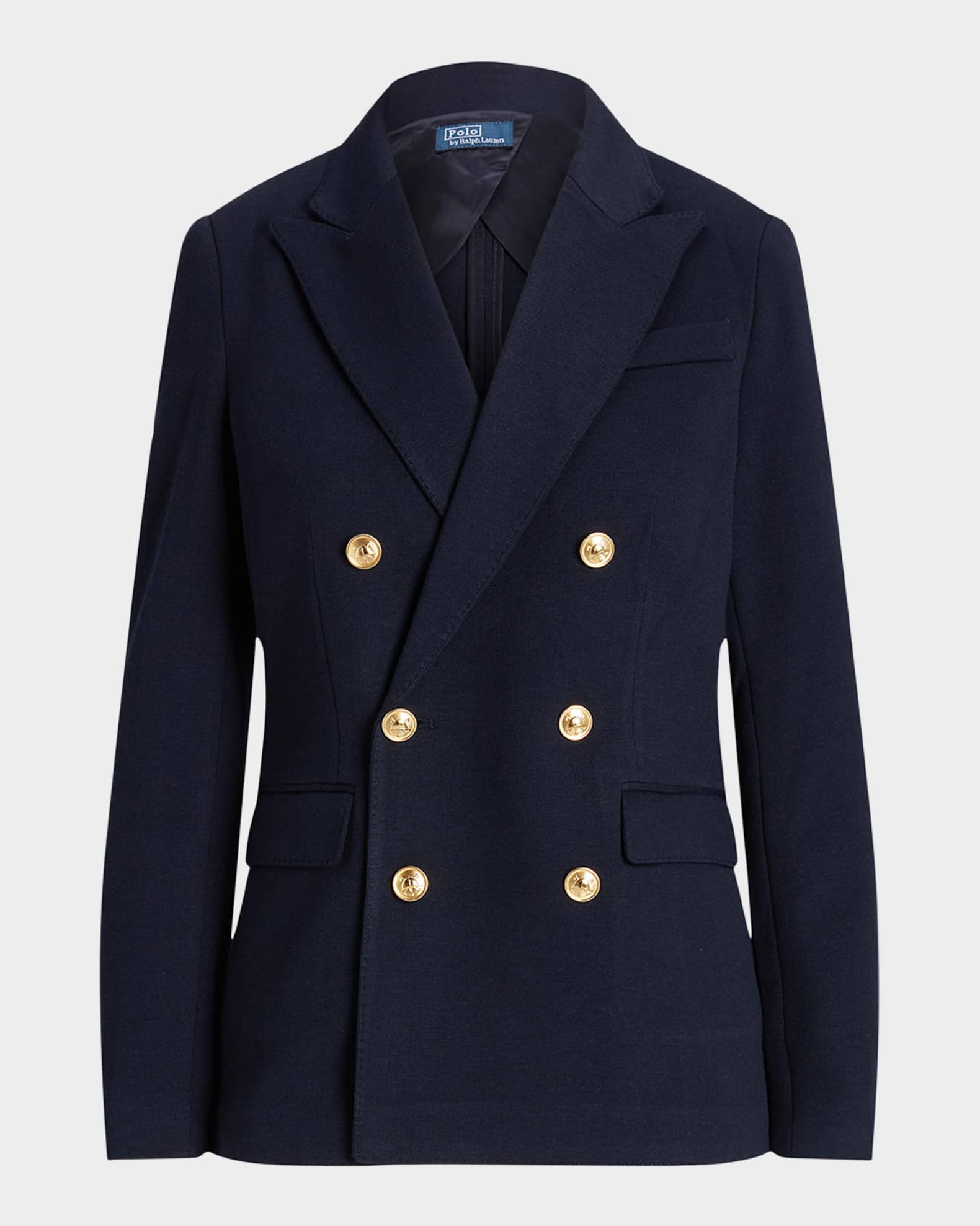 Polo Ralph Lauren Double Breasted Knit Blazer in Park Avenue Navy