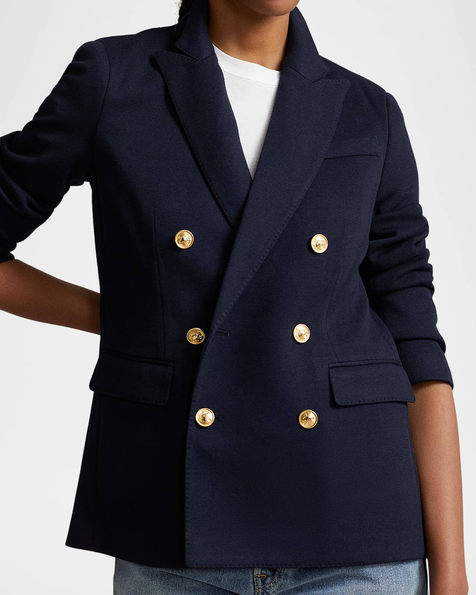 ラルフローレン★Knit Double-Breasted Blazer Polo Ralph Lauren Knit Double-Breasted Blazer | Neiman Marcus