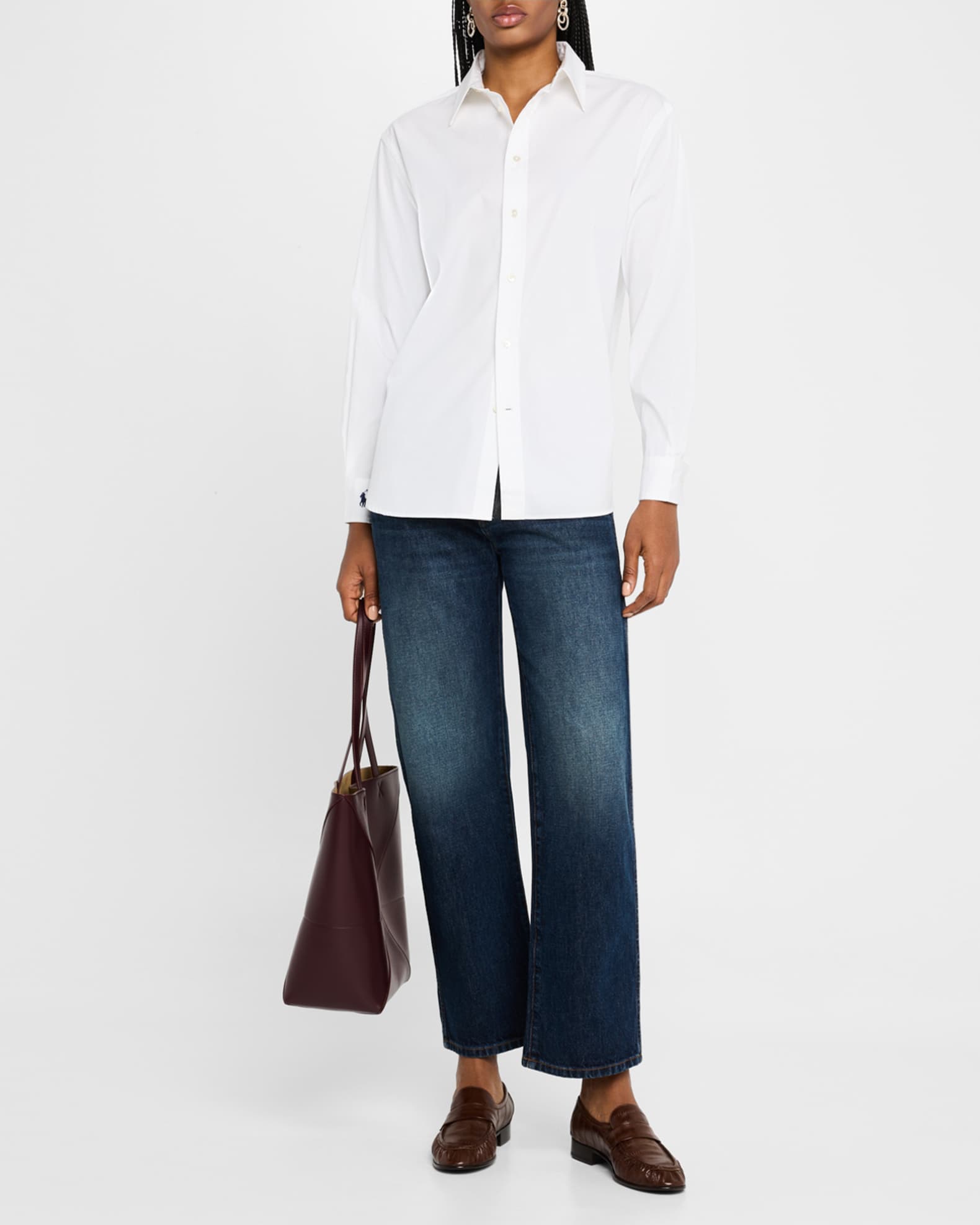 Oversized Cotton Button-Front Shirt 1