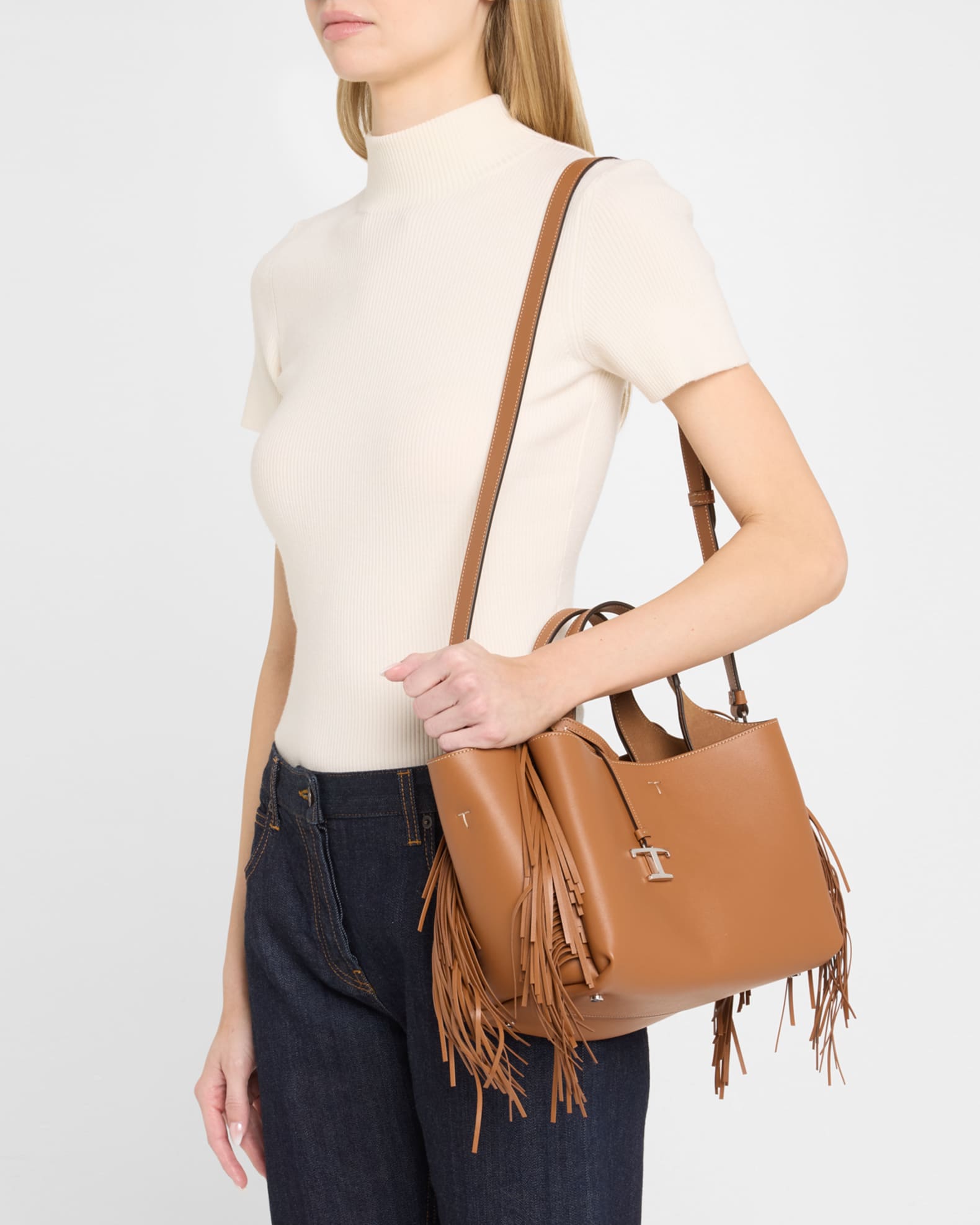 ★TOUT Y EST★ Mini Leather Two Way Bag LMSH702 Tod's Apa 2 Mini Fringe Leather Top-Handle Bag | Neiman Marcus