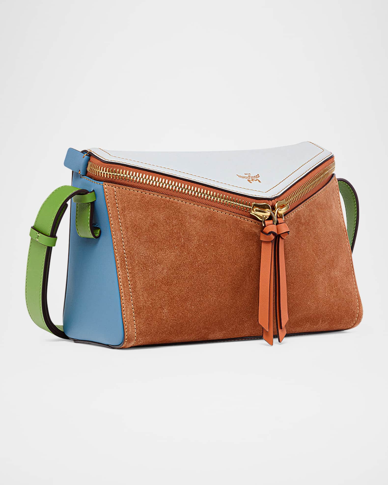 3D Diamond Colorblock Suede Shoulder Bag  1