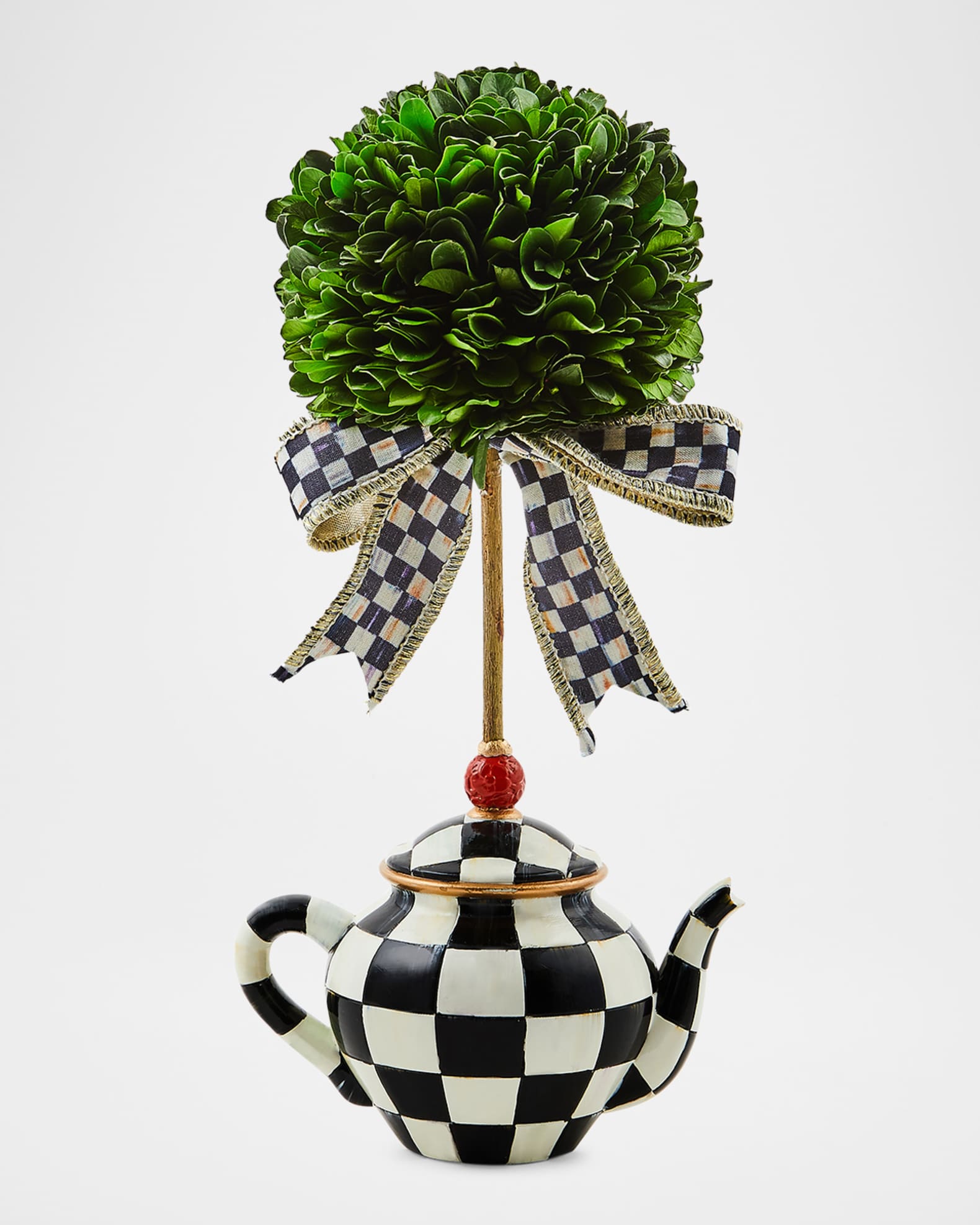 Courtly Check Teapot Boxwood Topiary 0