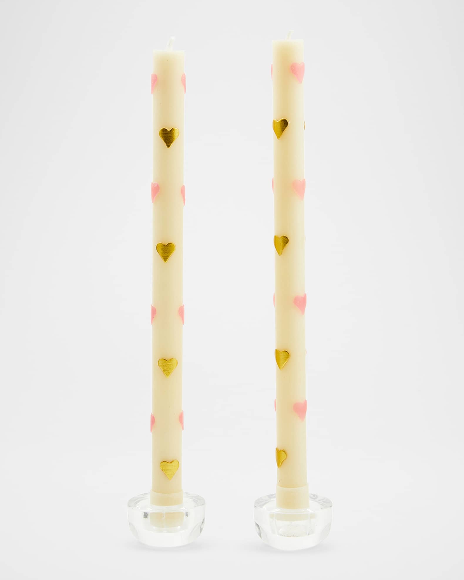 Pink Hearts Dinner Candles, Set of 2 0