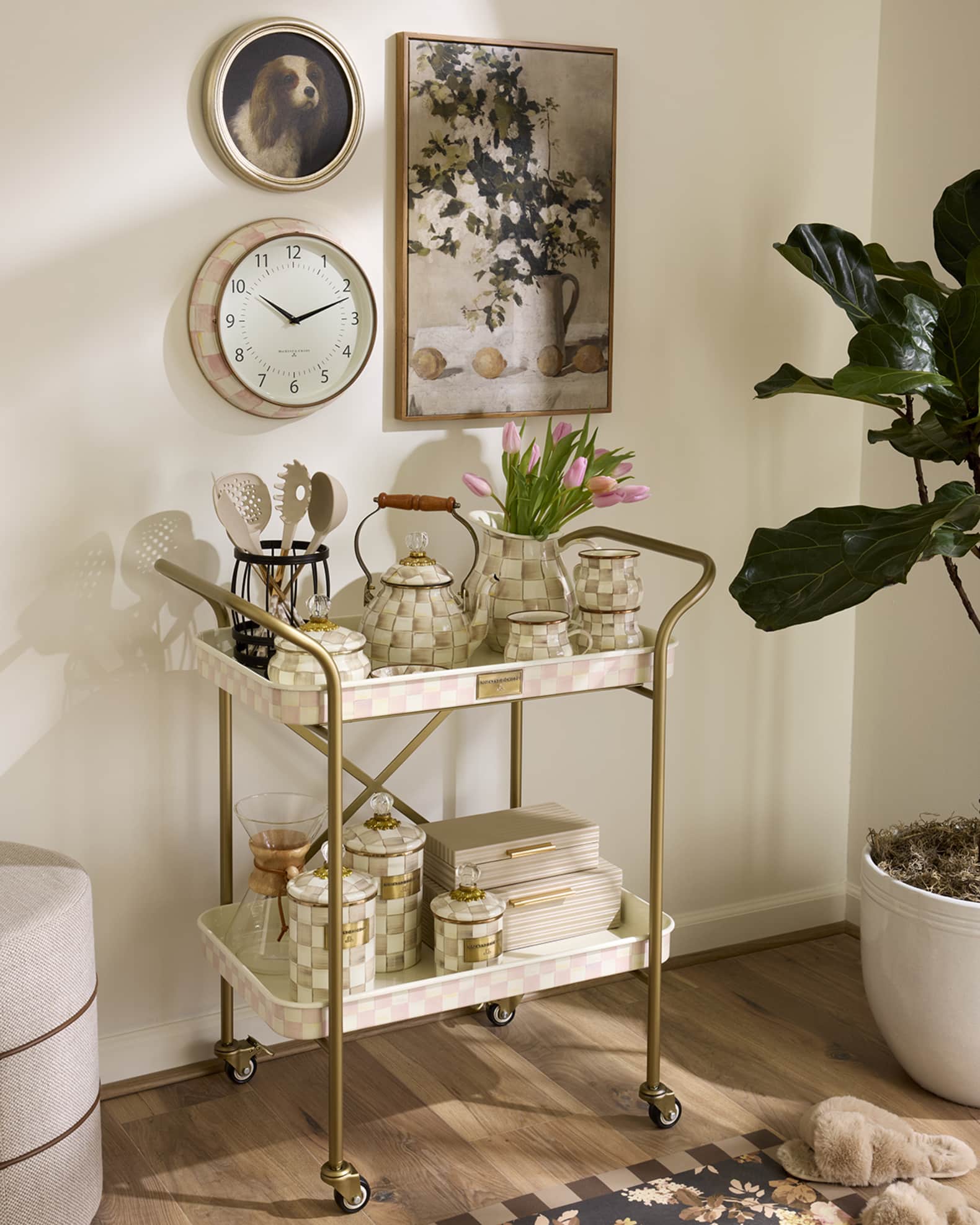 MacKenzie-Childs Rosy Check School Clock | Neiman Marcus
