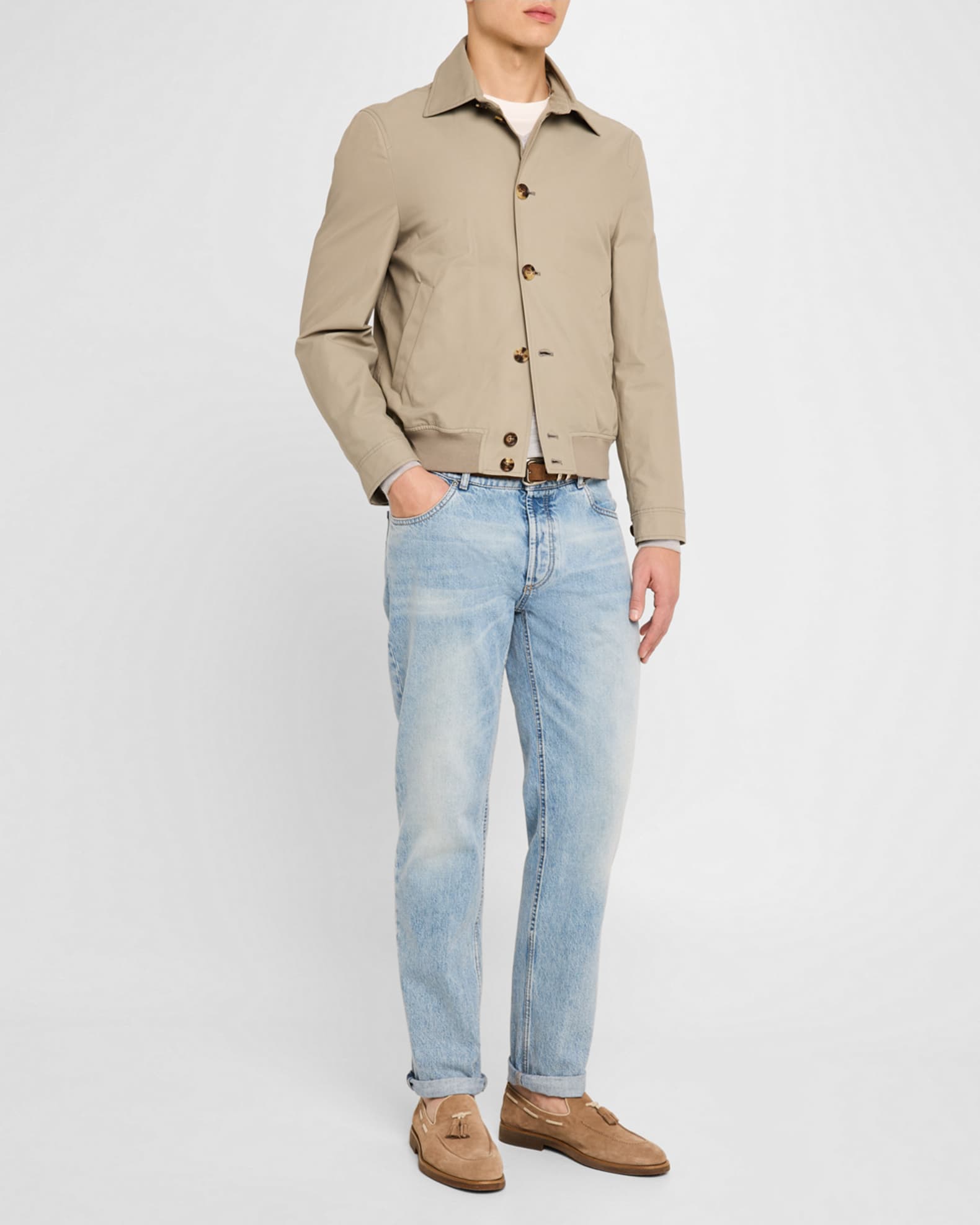 Men's Nylon Button-Front Bomber Jacket 1