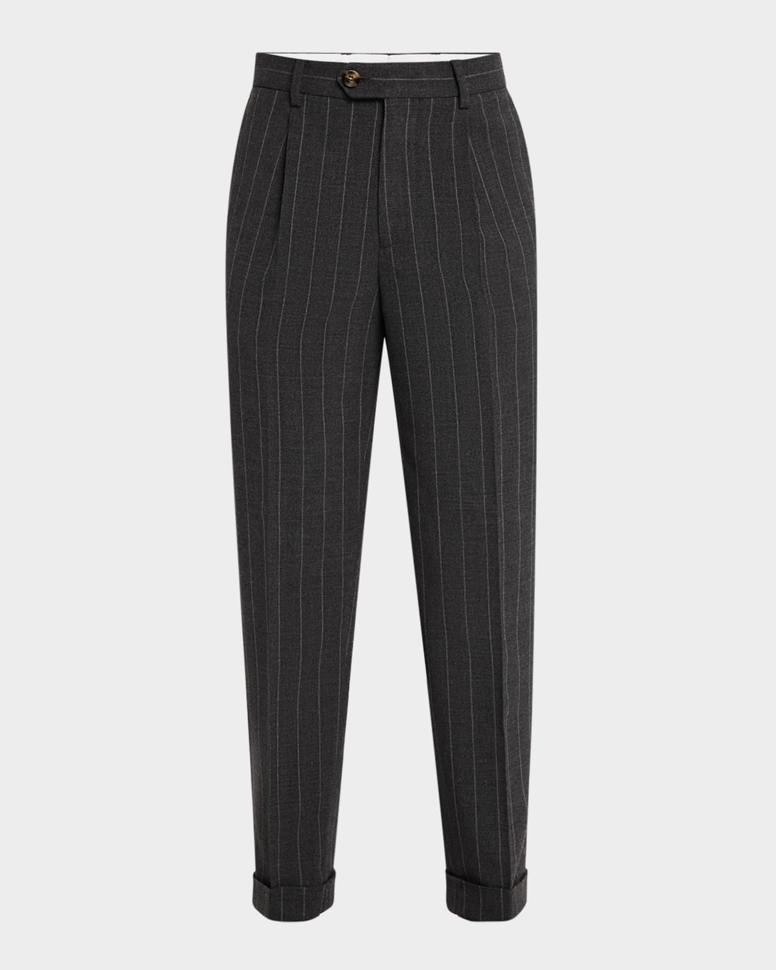 スラックス BRUNELLO CUCINELLI Men Straight Pants M243DE1710C101 BLACK Brunello Cucinelli Men's Solid Tuxedo Fabric Dress Trousers