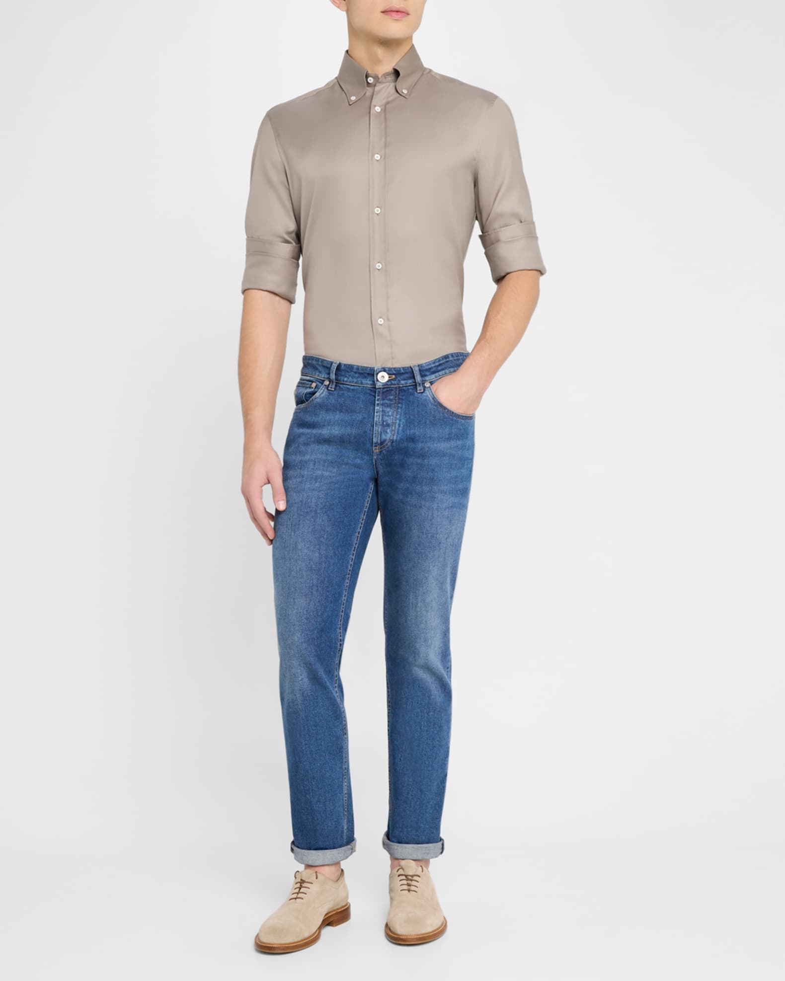 Men's Cotton Twill Casual Button-Down Shirt 1