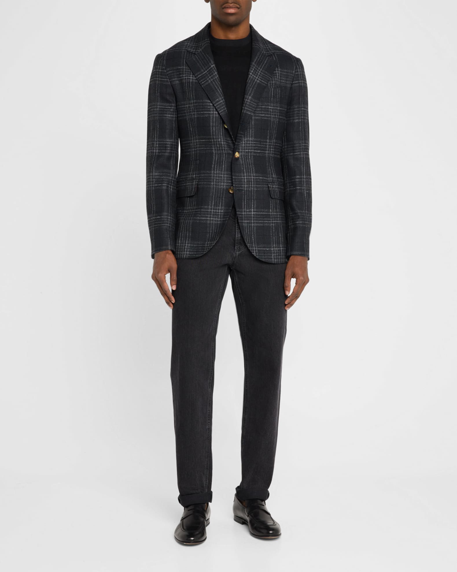 Brunello Cucinelli Men's Madras Plaid Sport Jacket | Neiman Marcus