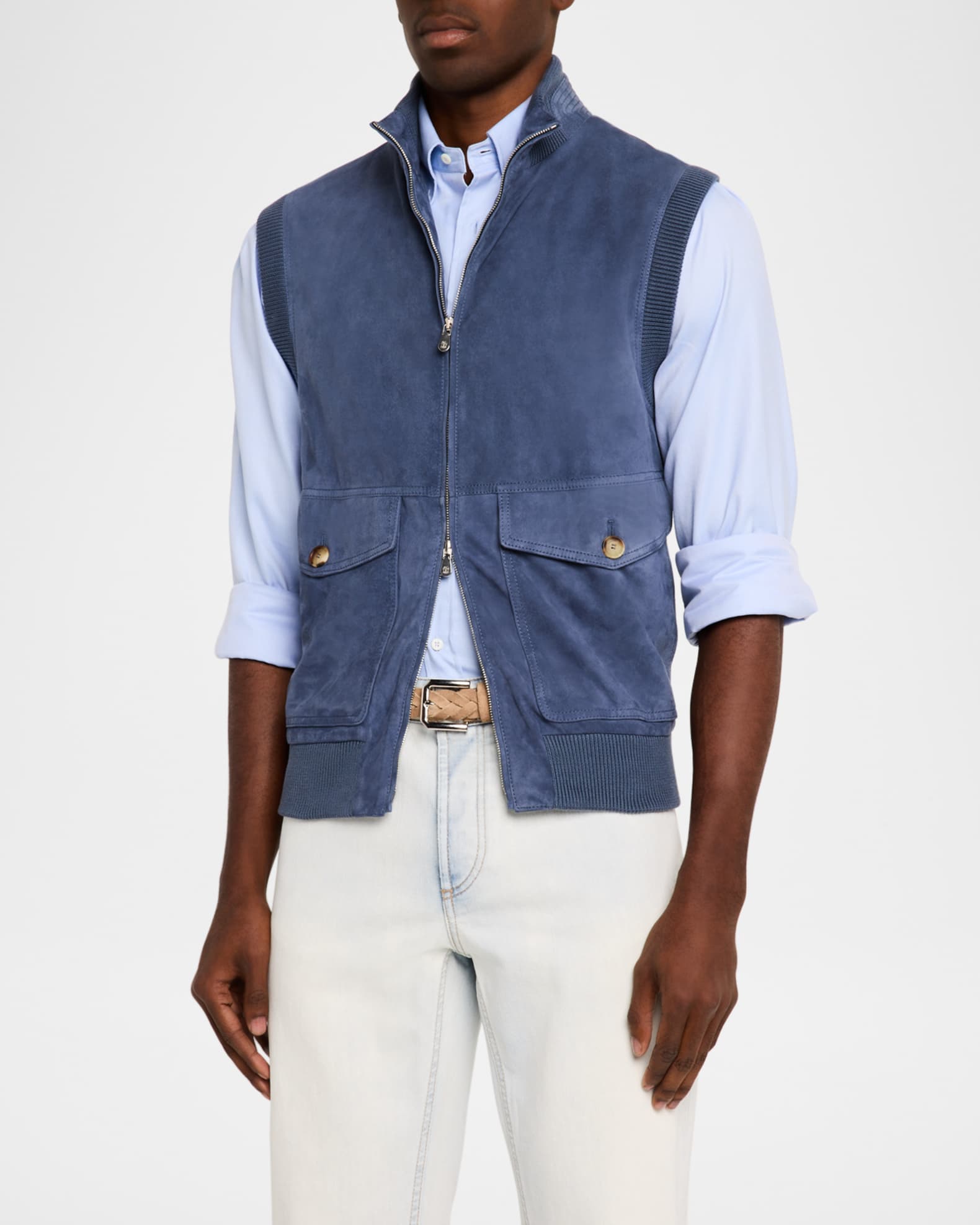 【関税＆送料込み】Brunello Cucinelli Couture Suede Vest Brunello Cucinelli - Beige Suede Vest | Mitchell Stores