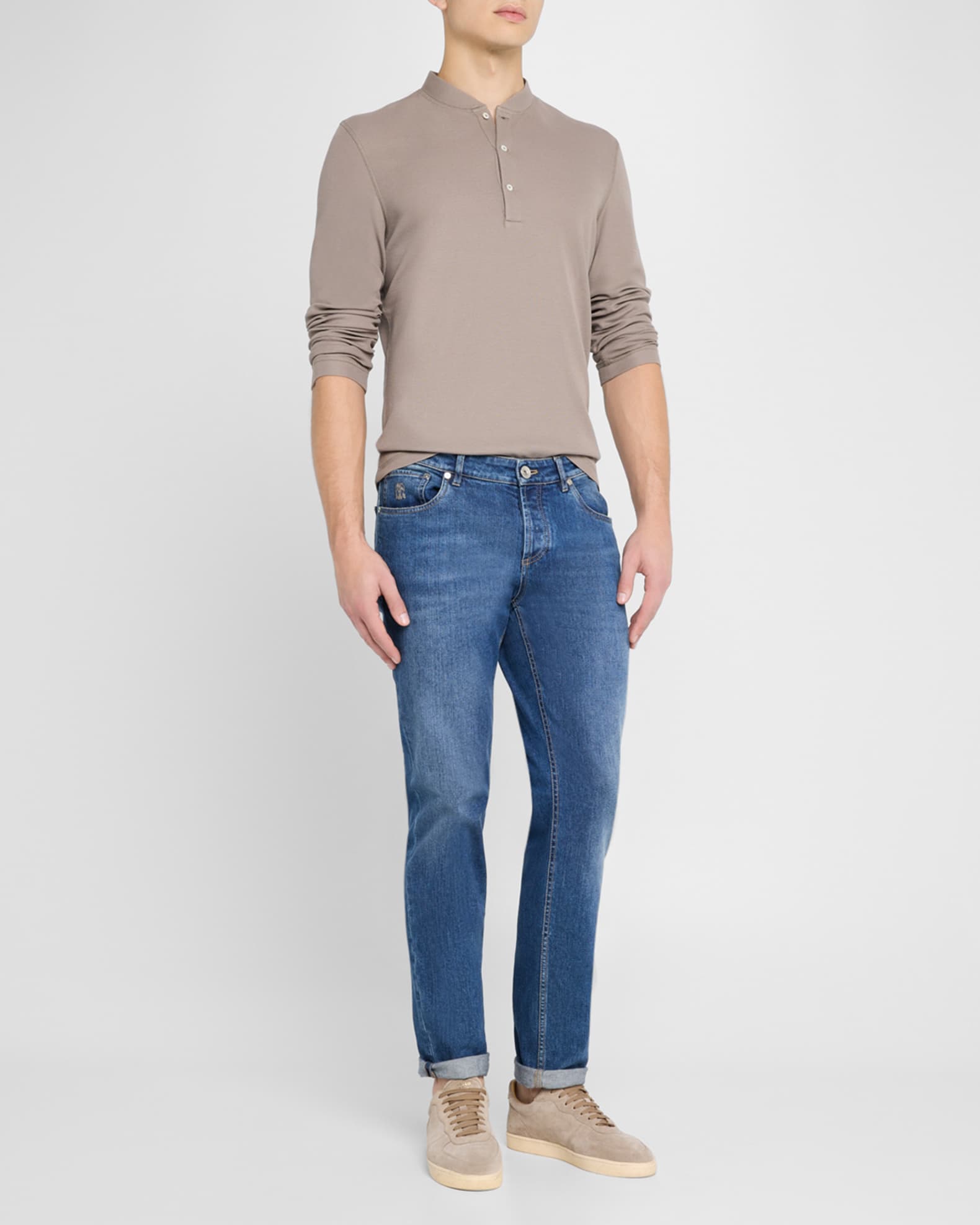 Men's Cotton and Silk Long-Sleeve Polo Shirt 1