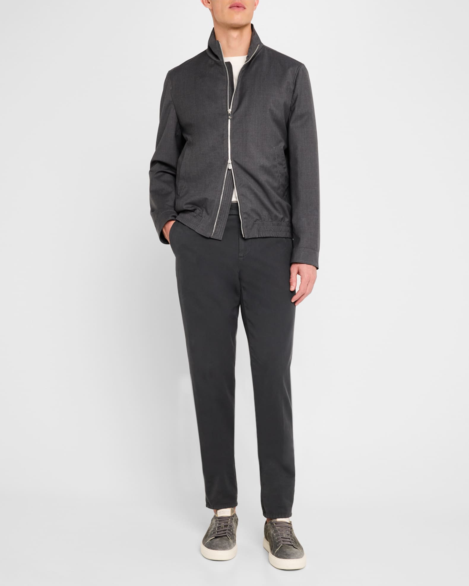 Men's Wool Full-Zip Blouson Jacket - Thumbnail 2