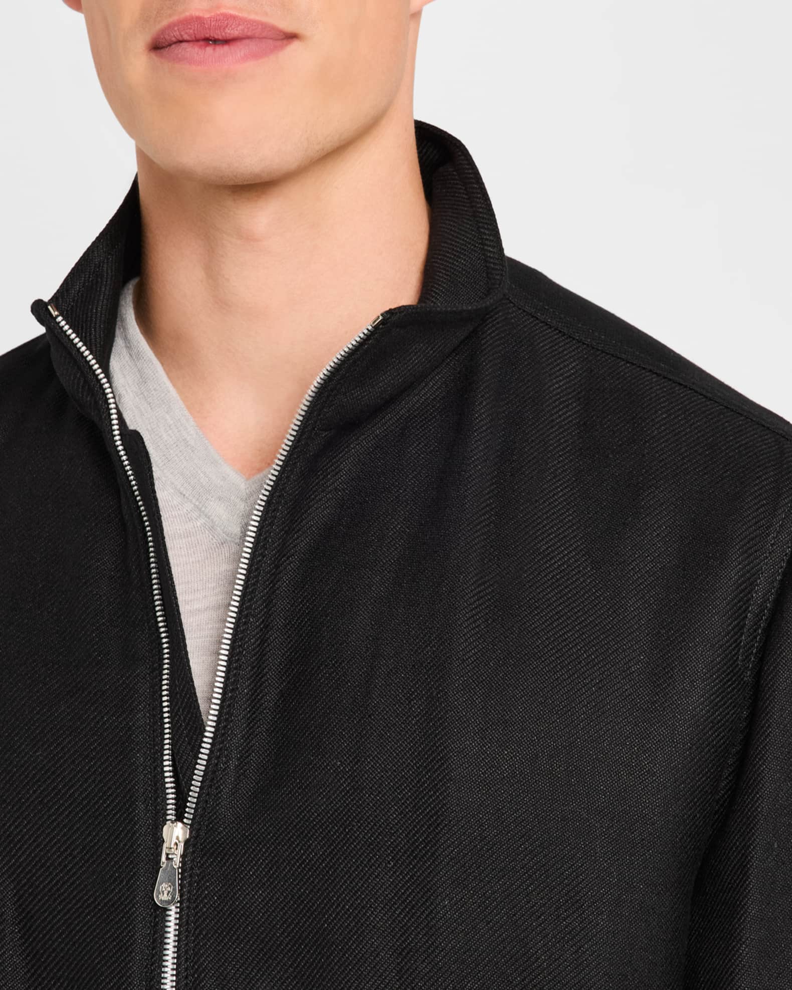 Brunello Cucinelli Men's Linen, Wool and Silk Full-Zip