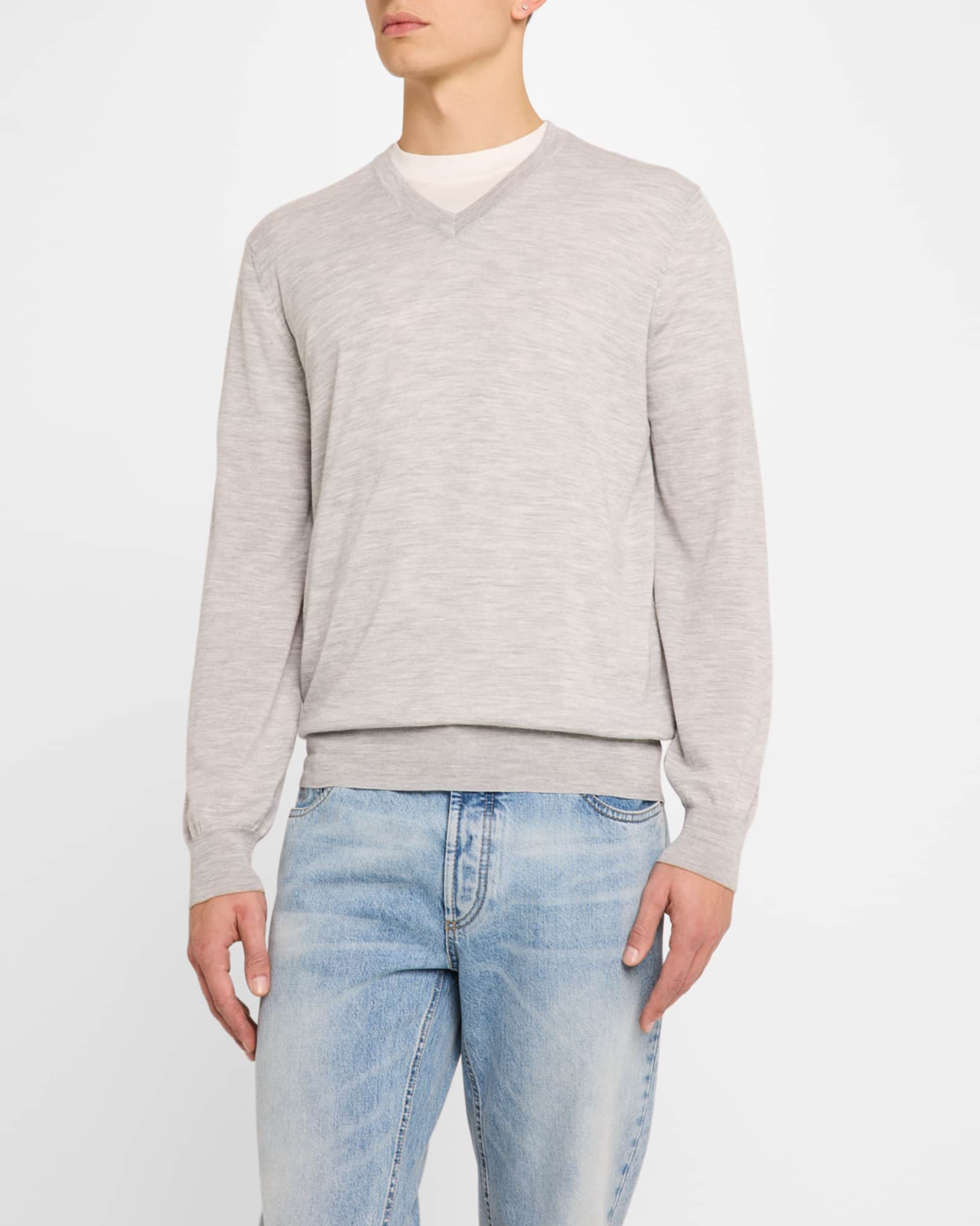 美品 Brunello Cucinelli グレー Vネック トップス L