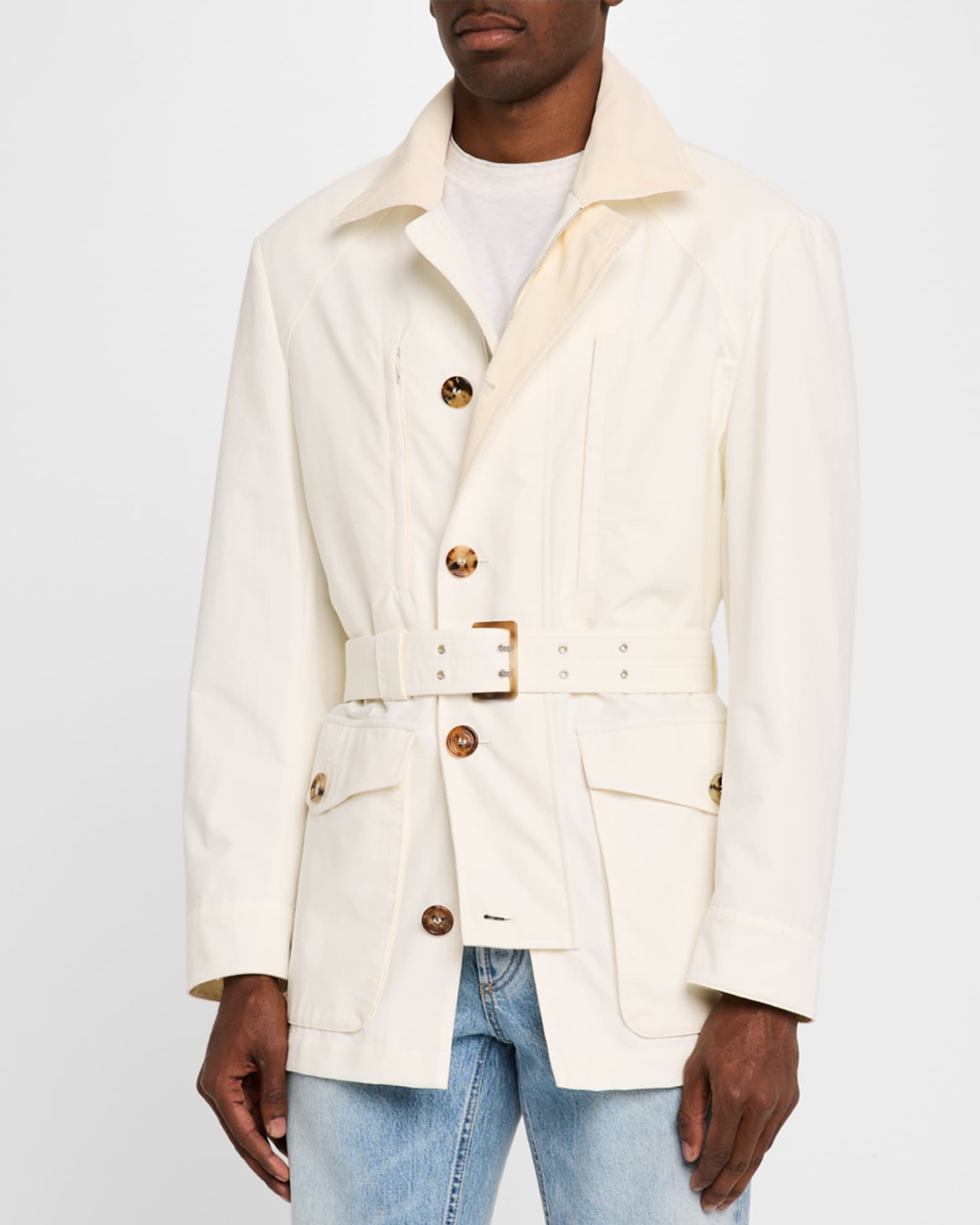 コート BRUNELLO CUCINELLI Corduroy safari-style jacket with jewelle Brunello Cucinelli Men's Corduroy-Collar Safari Jacket