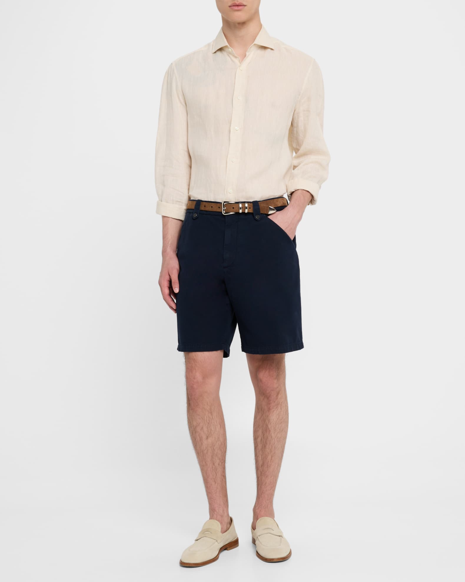 Men's Cotton Dyed Bermuda Shorts - Thumbnail 2