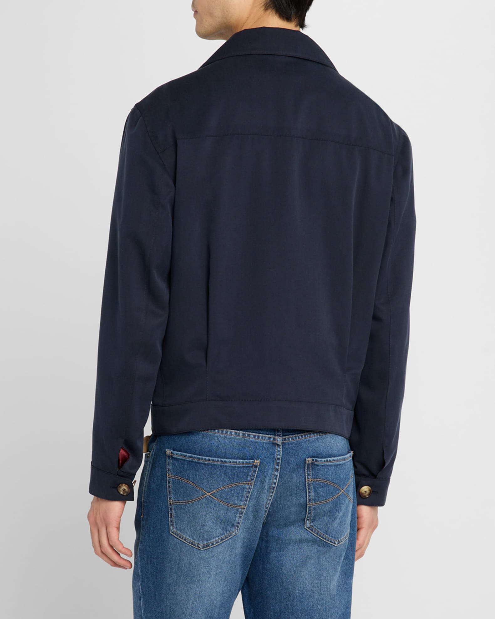BRUNELLO CUCINELLI ロングスリーブボンバージャケット Brunello Cucinelli Men's Nylon-Silk Full-Zip Bomber Jacket