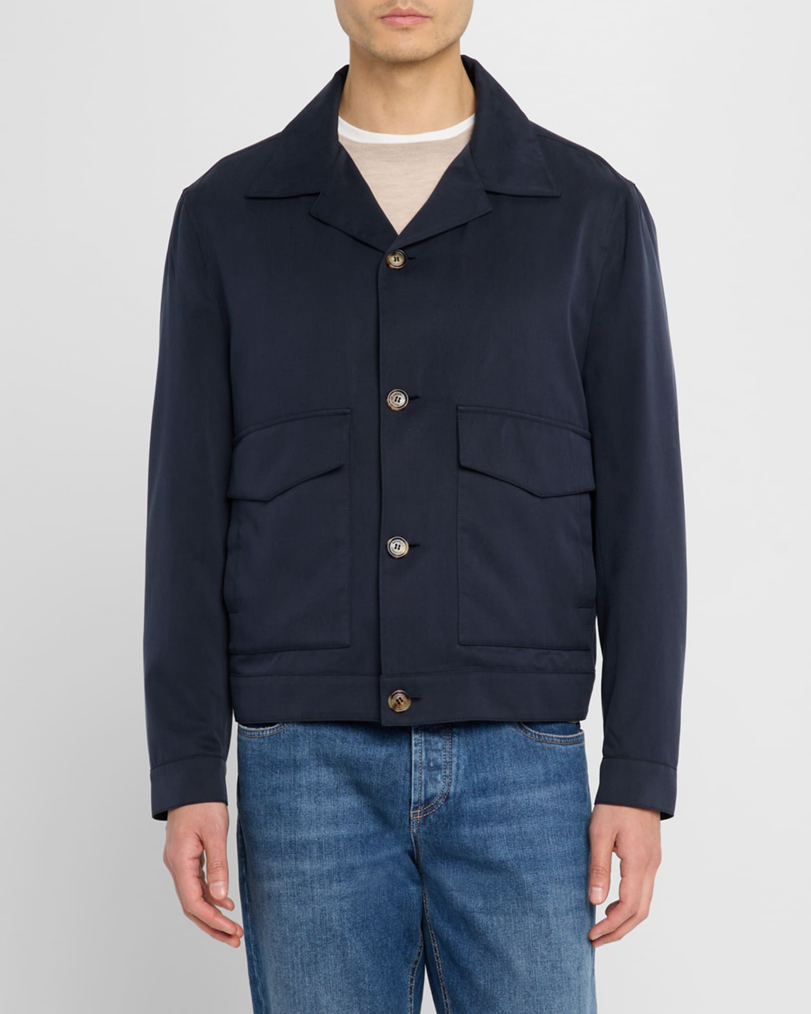 ブルゾン BRUNELLO CUCINELLI Diagonal bomber jacket (MW4826509 C2165) Diagonal twill bomber jacket for Man in Light Grey