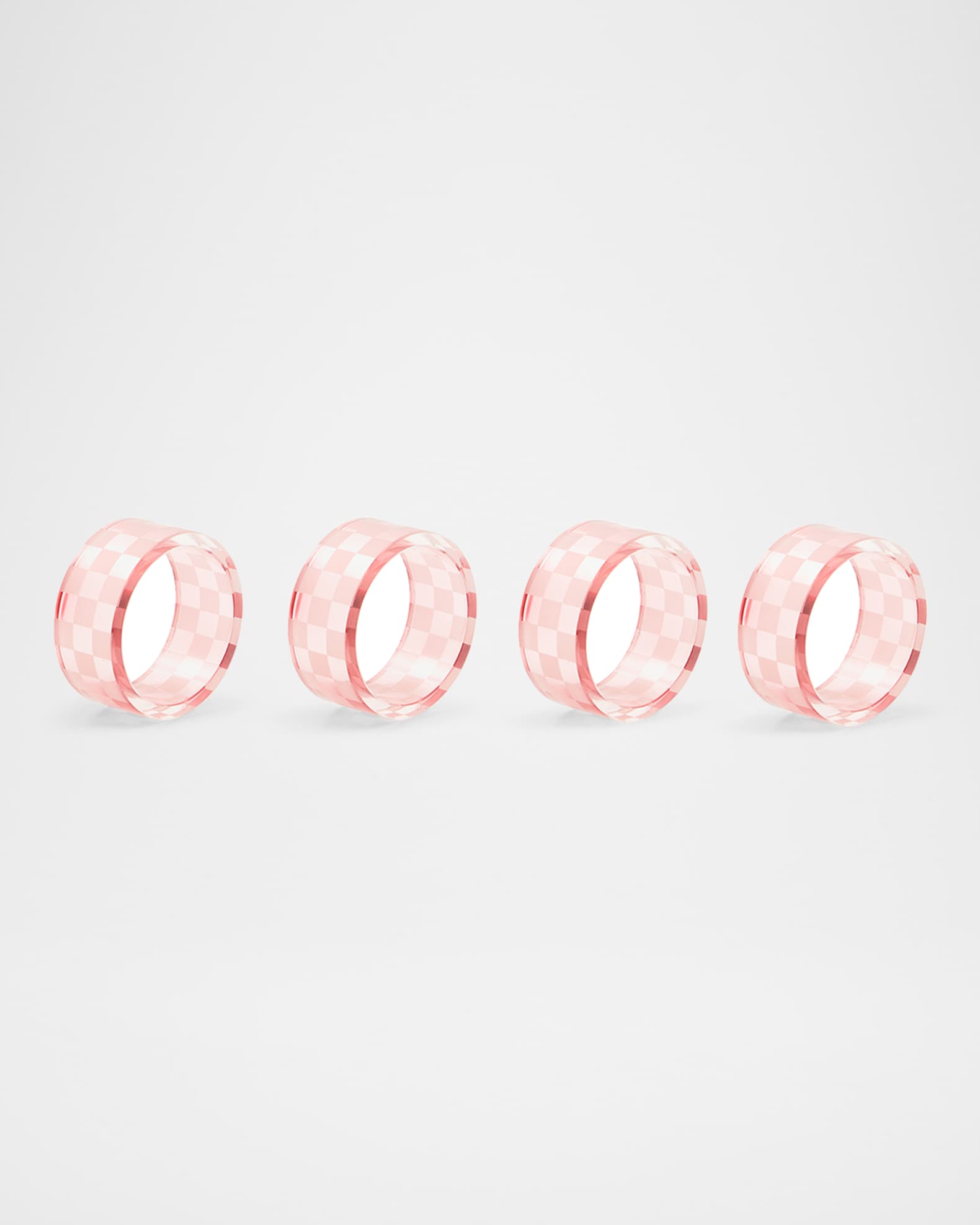 Pink Check Napkin Rings, Set of 4 0
