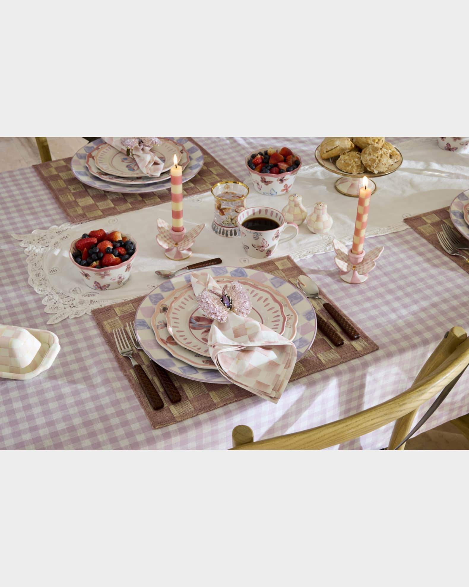 Pink Check Sinamay Placemats, Set of 4 1