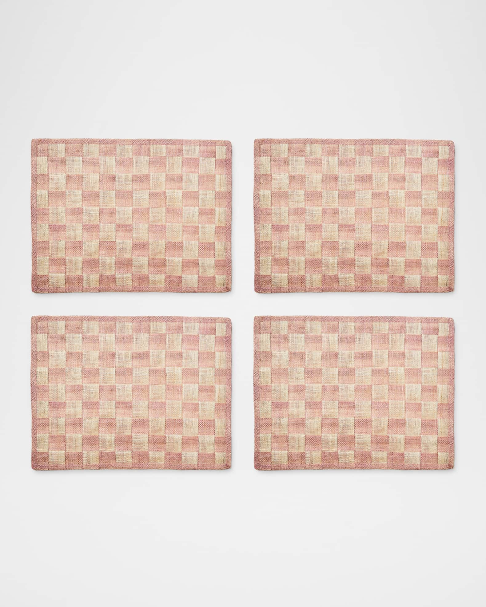 Pink Check Sinamay Placemats, Set of 4 0