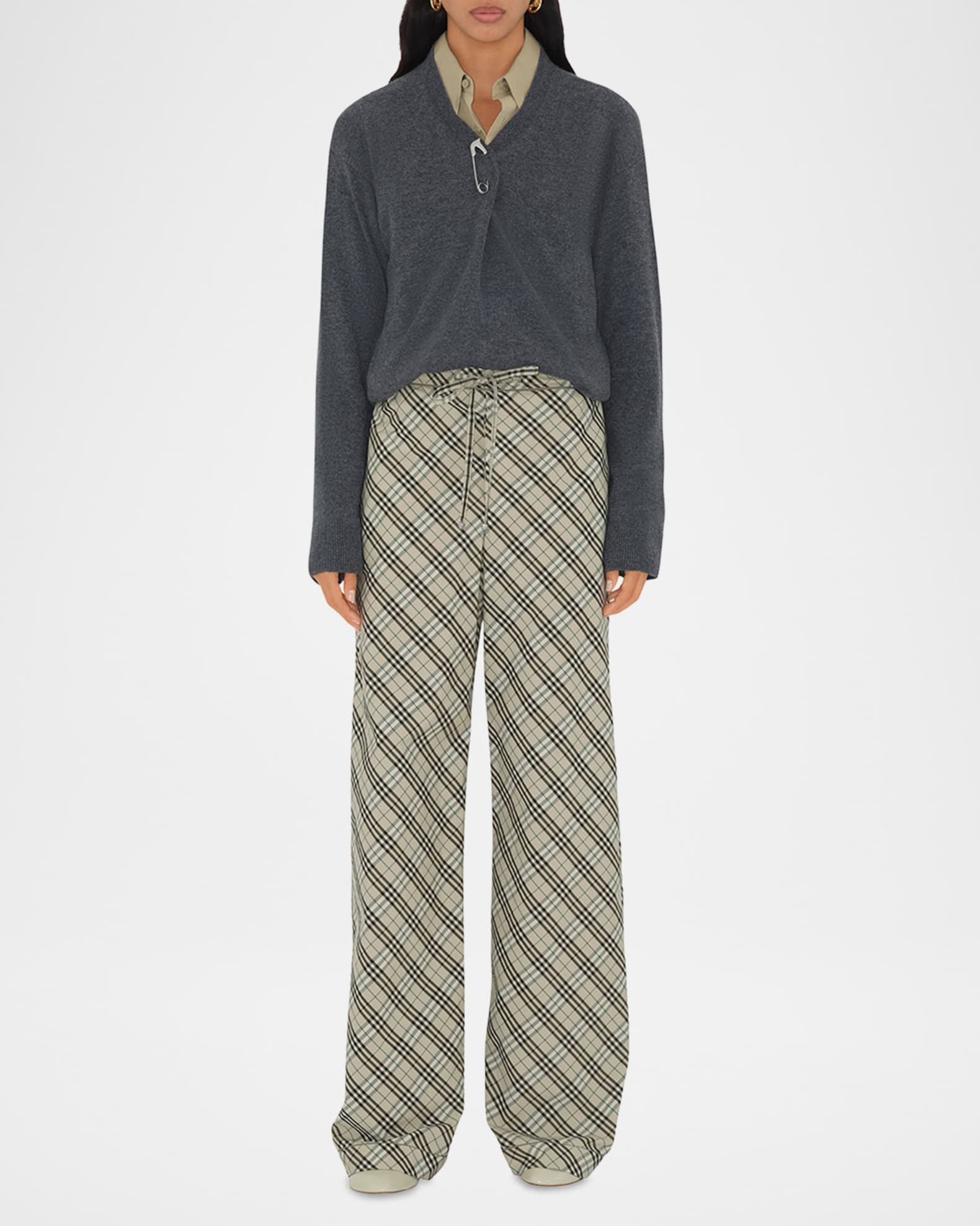Check Cotton Straight-Leg Pajama Pants 1