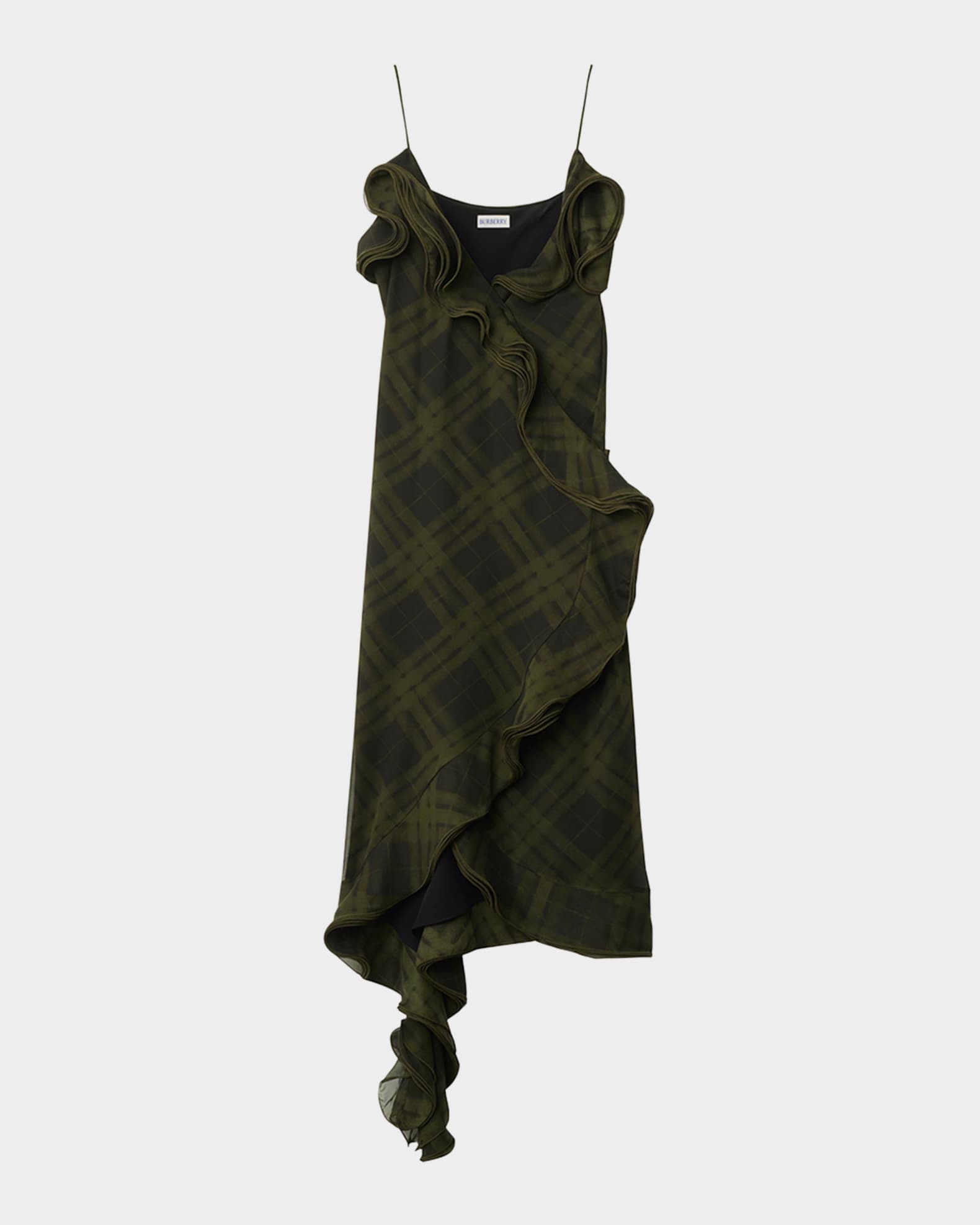 Ruffle Check Wrap Midi Dress 0