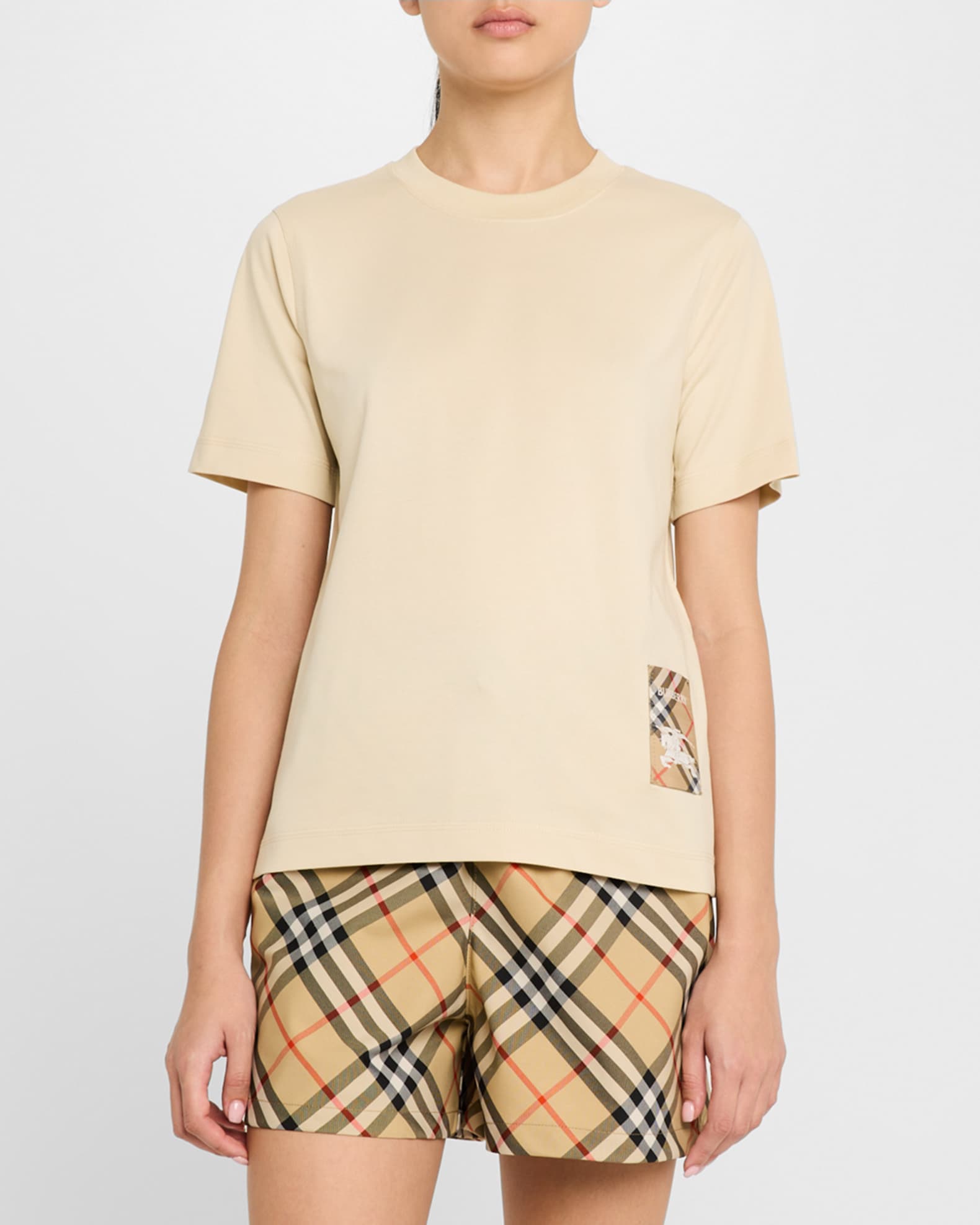 Burberry Logo Patch Short-Sleeve T-Shirt | Neiman Marcus Burberry Logo Patch Short-Sleeve T-Shirt | Neiman Marcus