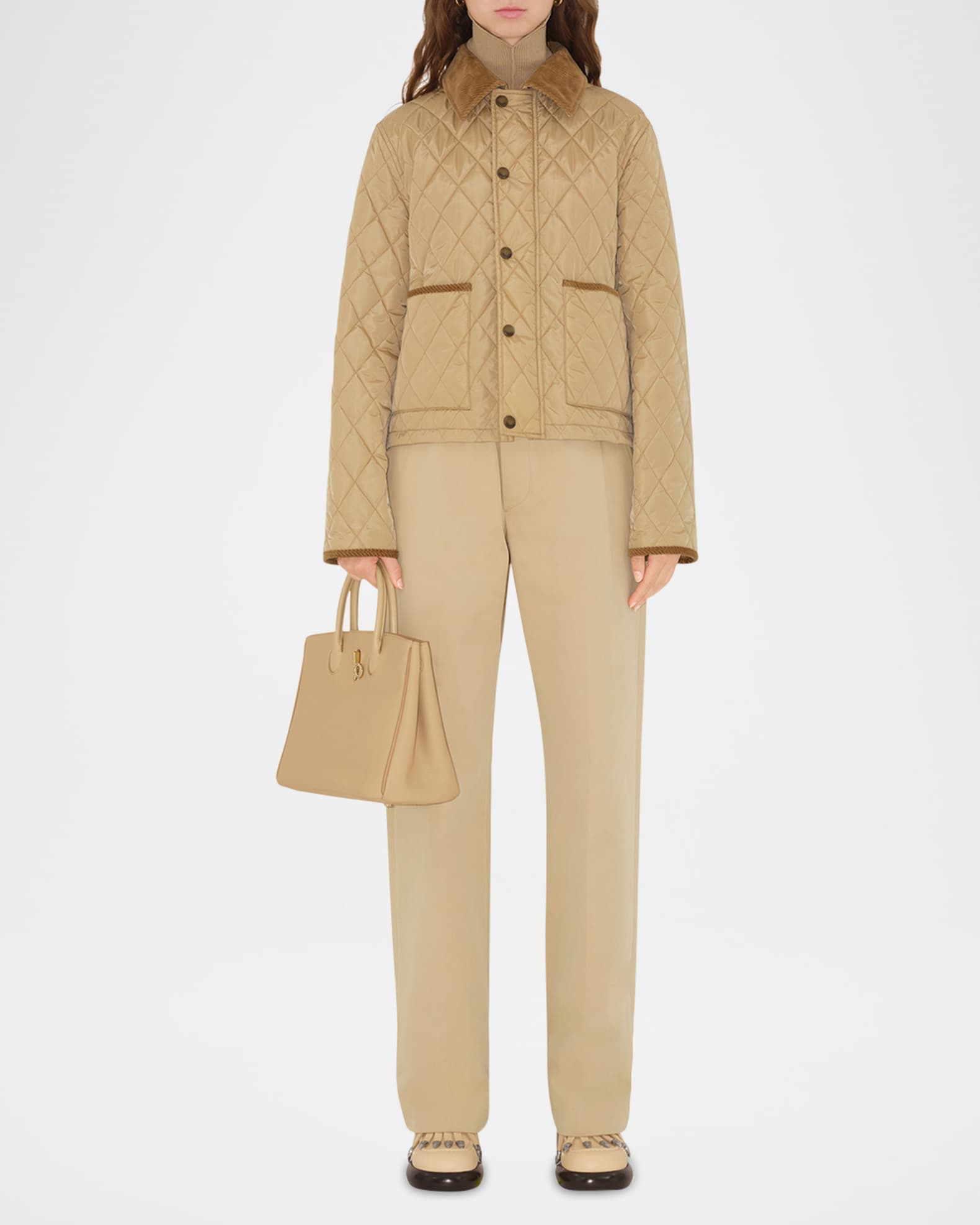 Burberry Corduroy-Collar Quilted Jacket | Neiman Marcus Burberry Corduroy-Collar Quilted Jacket | Neiman Marcus