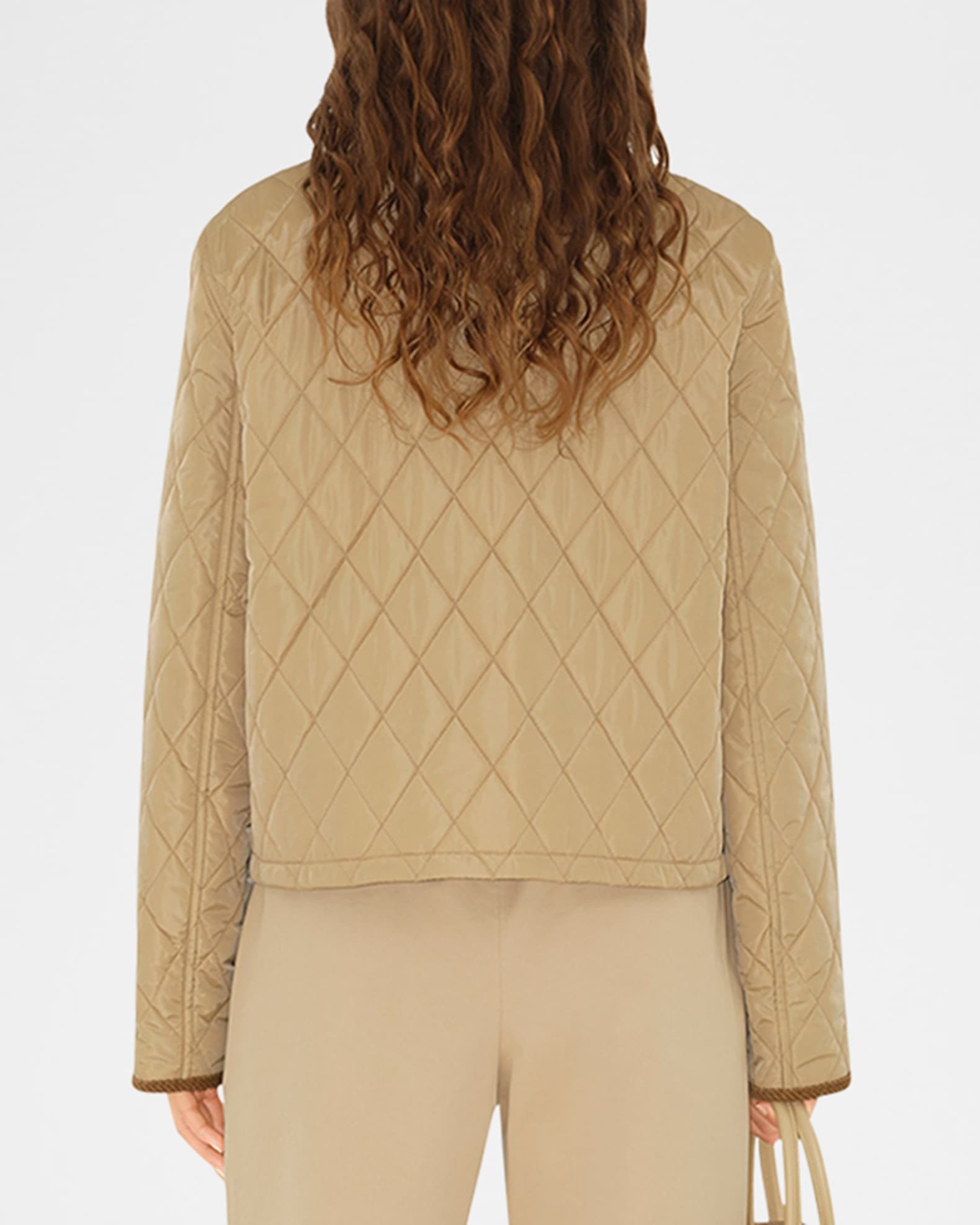【関税＆送料込み】Burberry Corduroy-Collar Diamond-Quilted Burberry corduroy-collar diamond-quilted Jacket | Brown