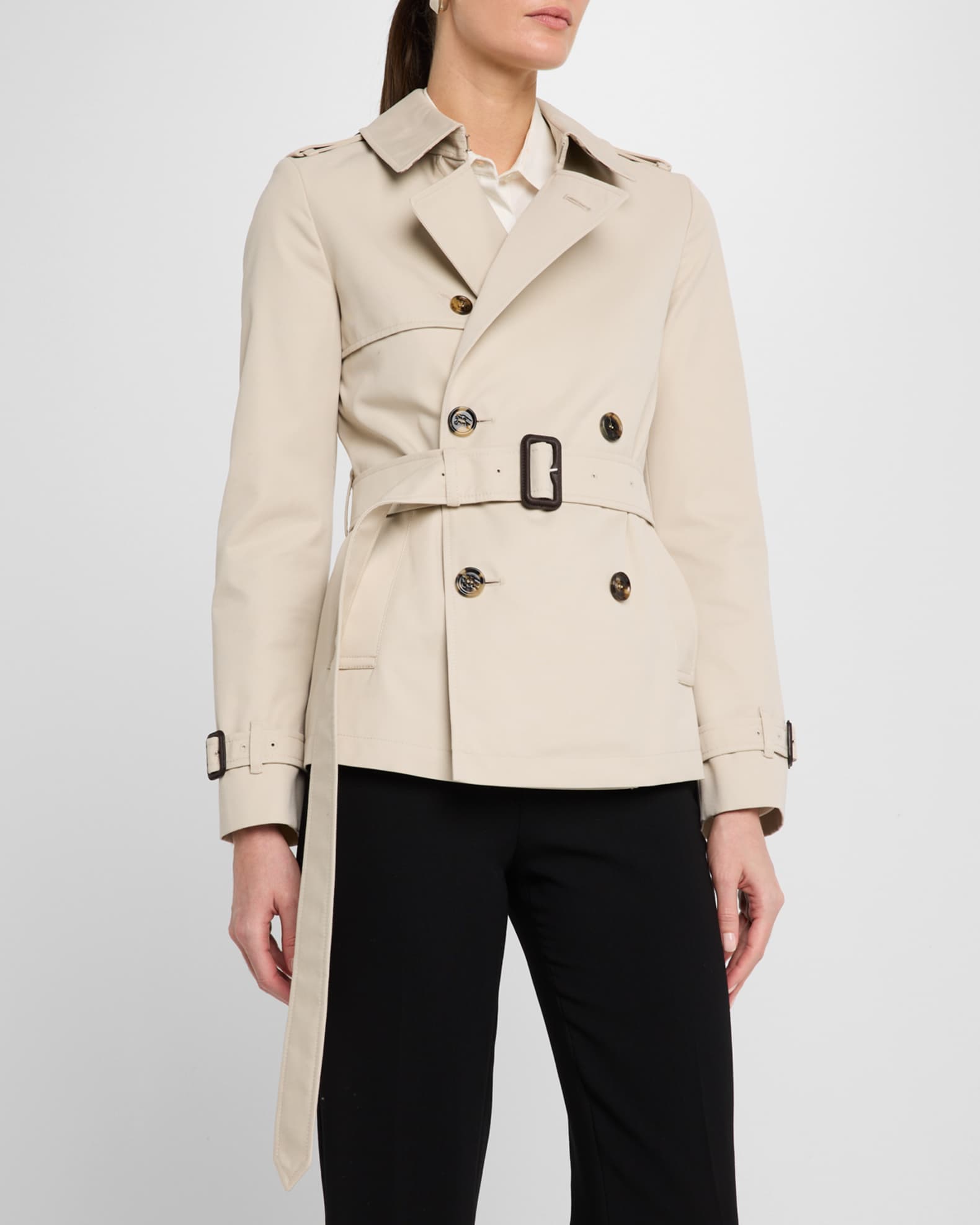 Short belted trench coat clearance