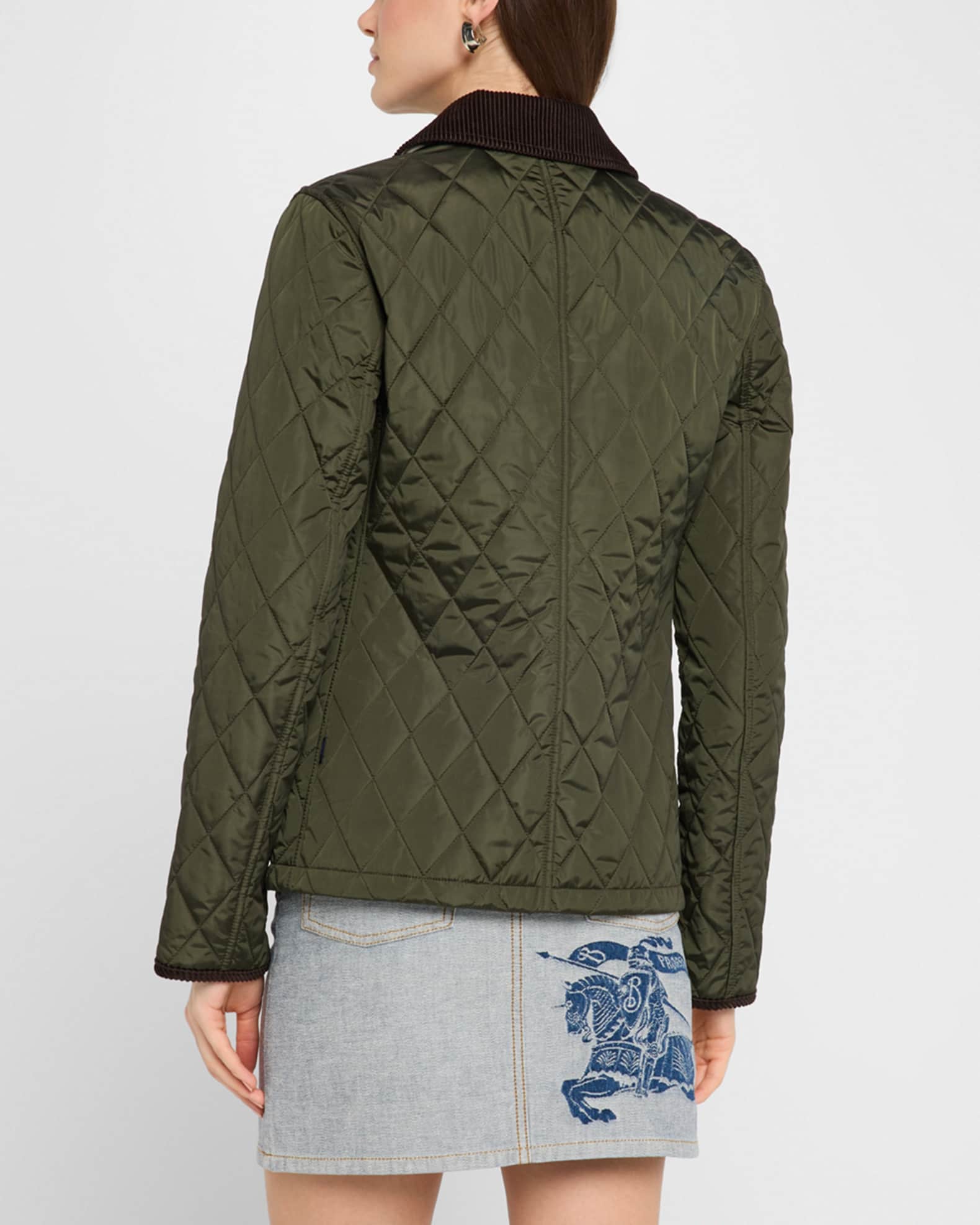 Bow Quilted Padded Corduroy Jacket