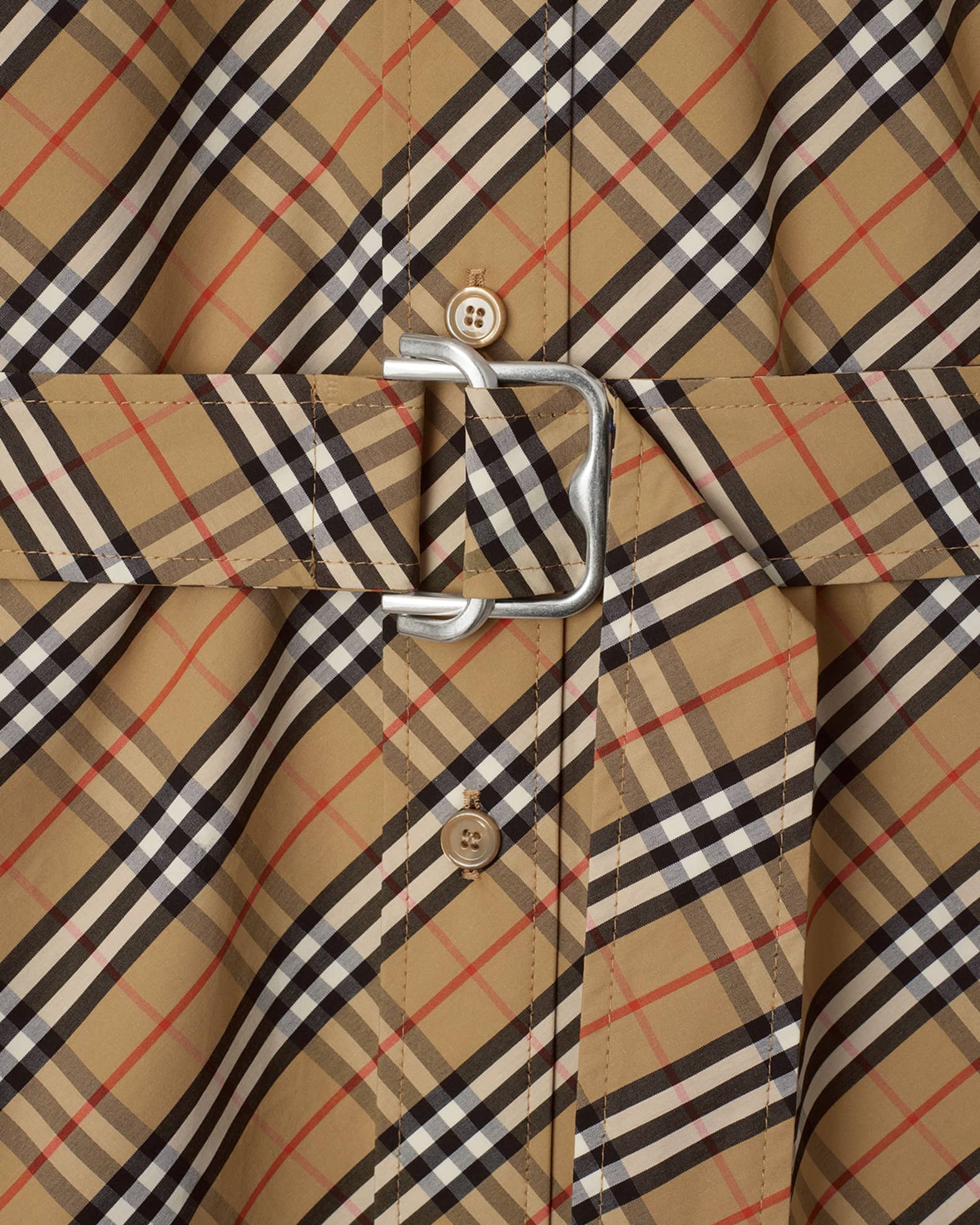 Burberry Check Short-Sleeve Belted Shirtdress | Neiman Marcus