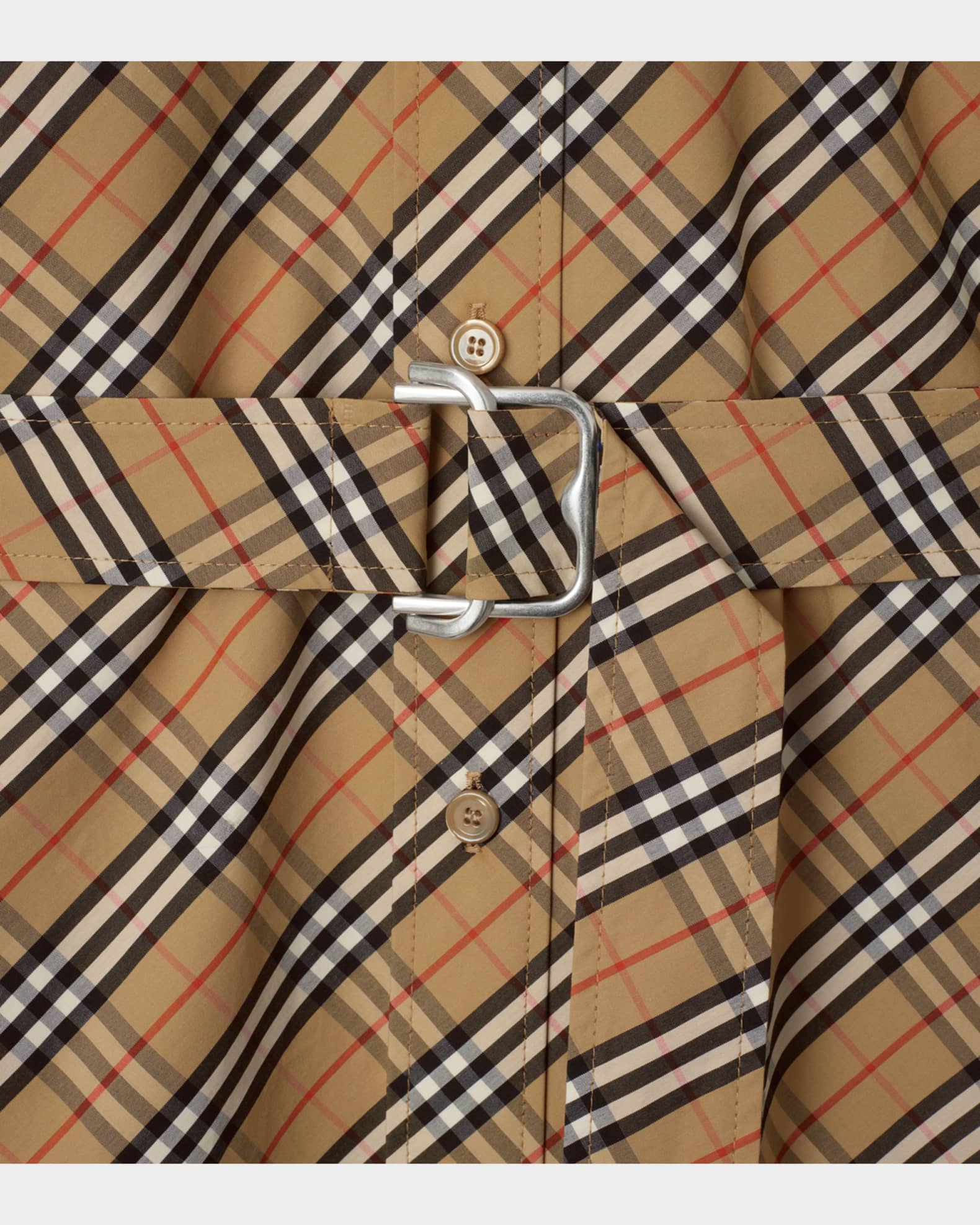 Burberry Check Short-Sleeve Belted Shirtdress | Neiman Marcus