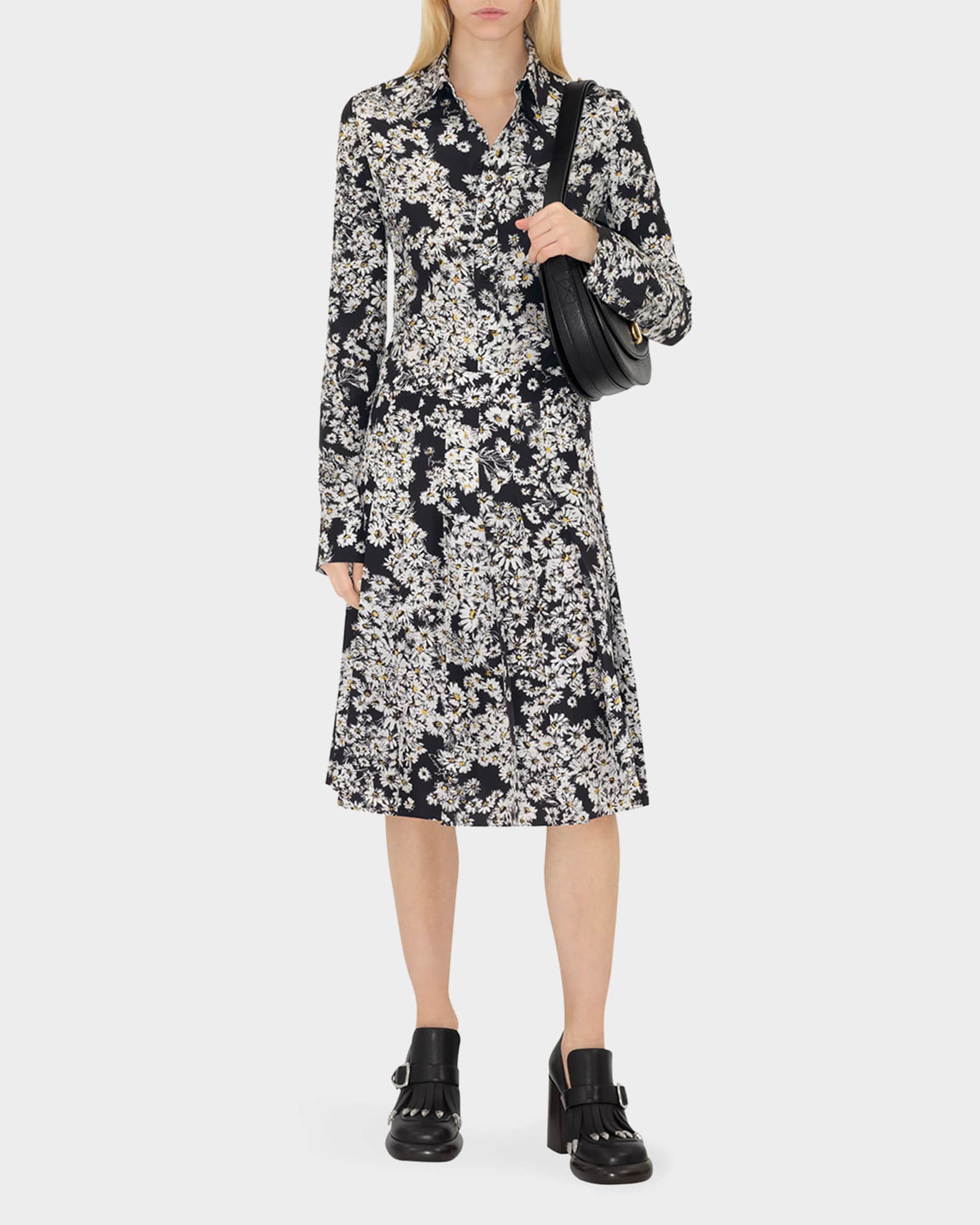 Flower Print Midi Silk Skirt 1