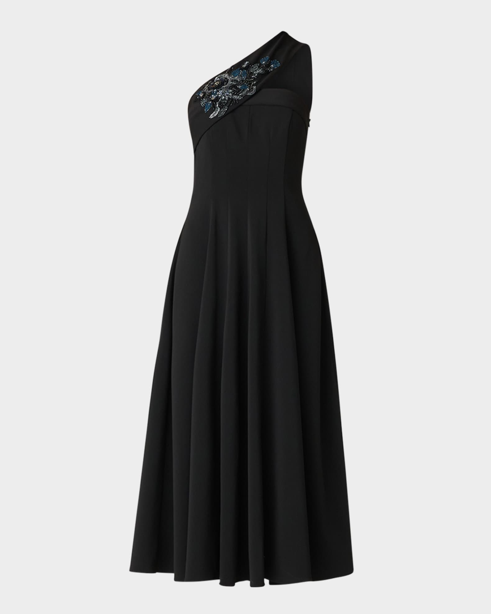 Oscar One-Shoulder Embellished Maxi Dress 0