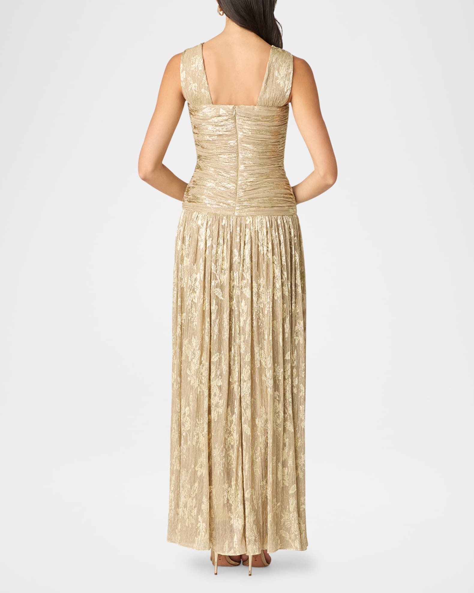 Shoshanna Lora Ruched Metallic Jacquard Gown Neiman Marcus