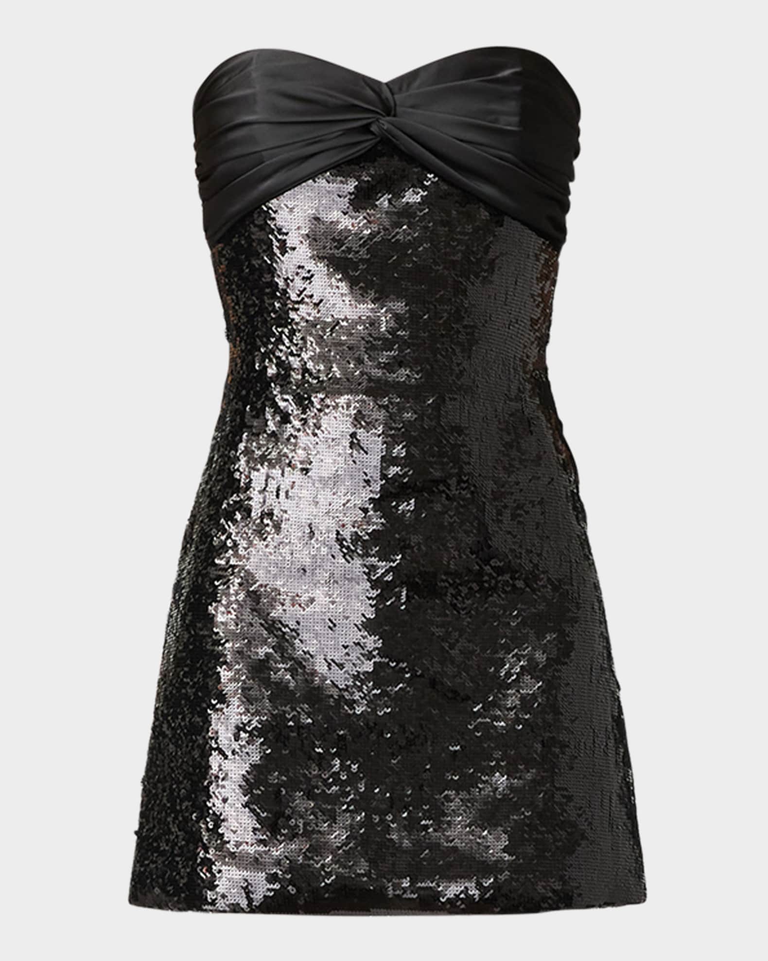 Dolly Strapless Twist-Front Sequin Mini Dress 0