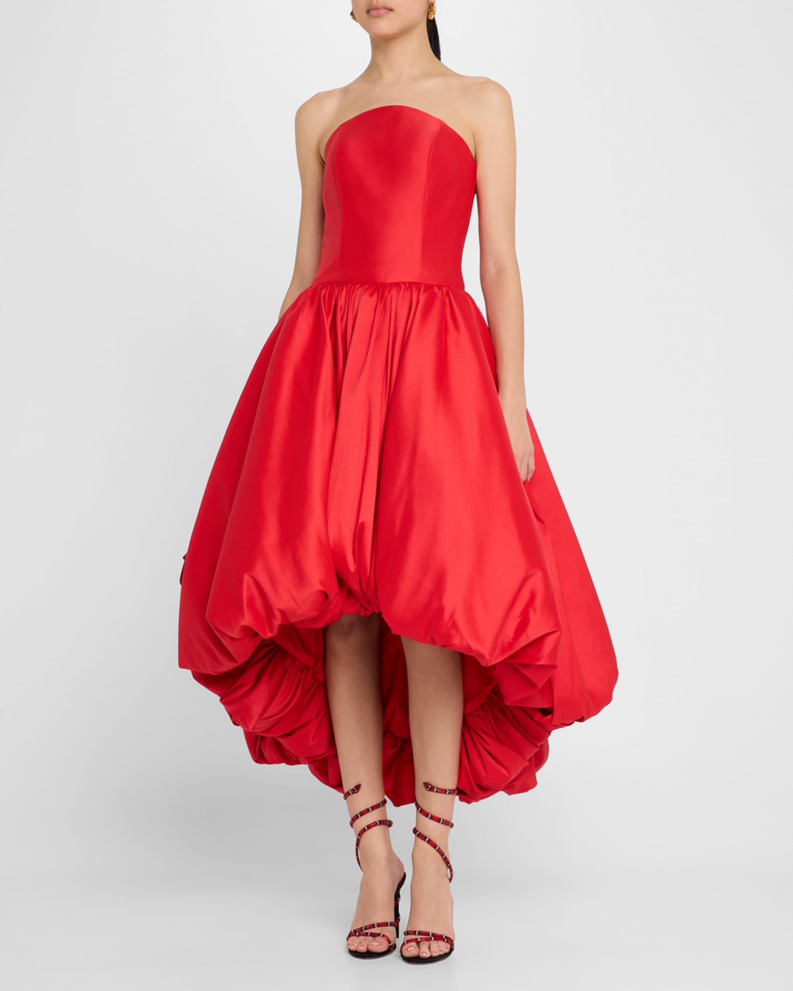Strapless Bubble-Skirt Tea-Length Dress 1
